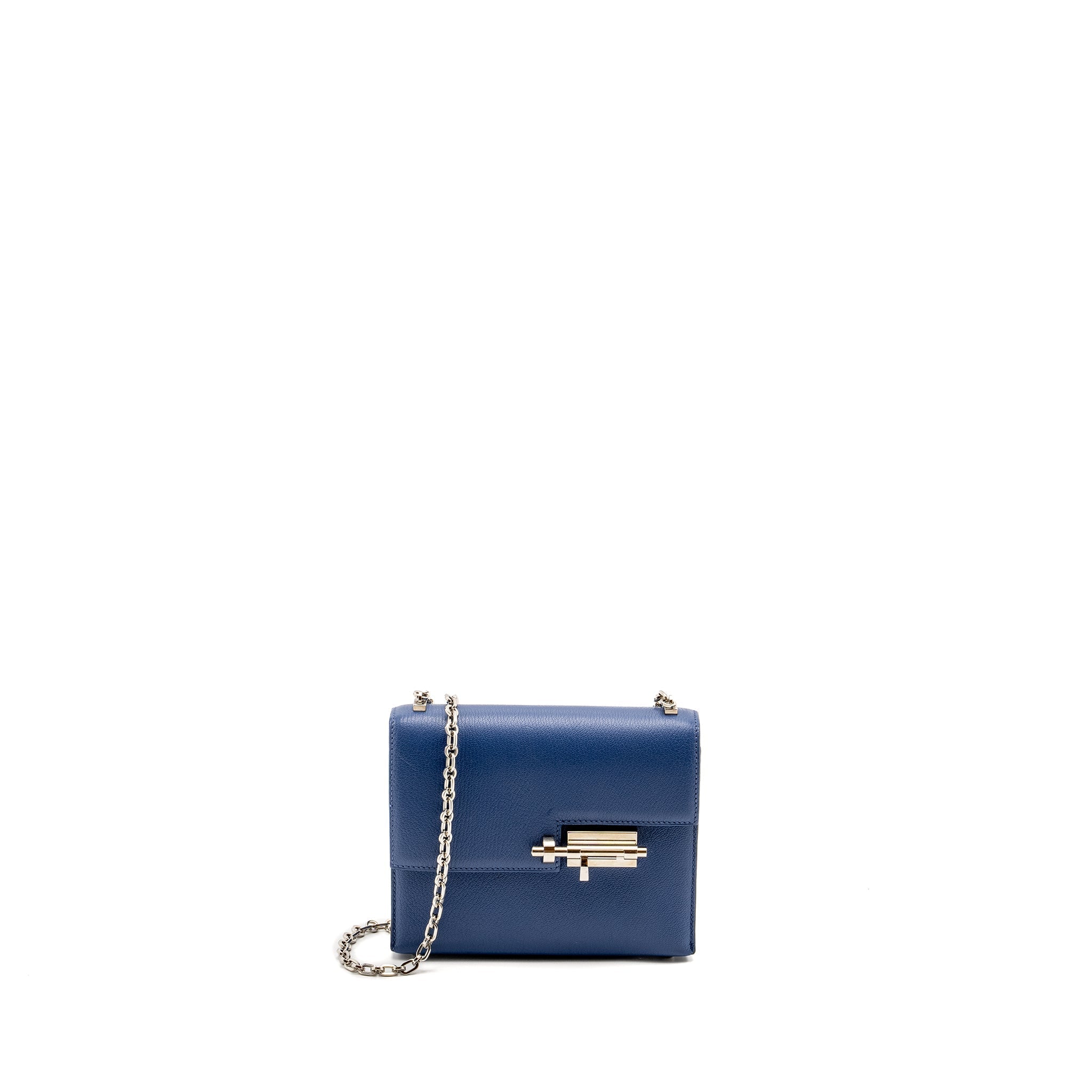 HERMES MINI VERROU CHÈVRE MYSORE BLUE BRIGHTON SHW