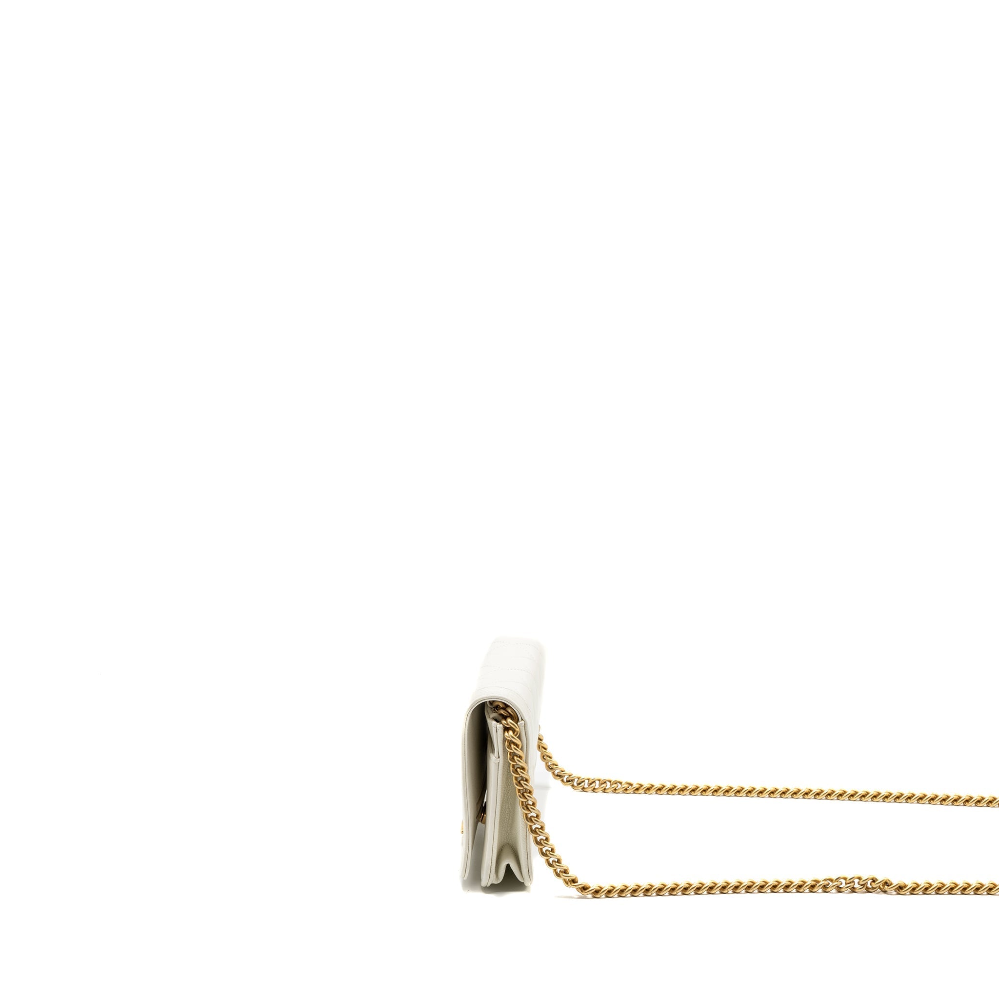CHANEL CLASSIC BOY WALLET ON CHAIN CAVIAR WHITE GHW(MICROCHIP)