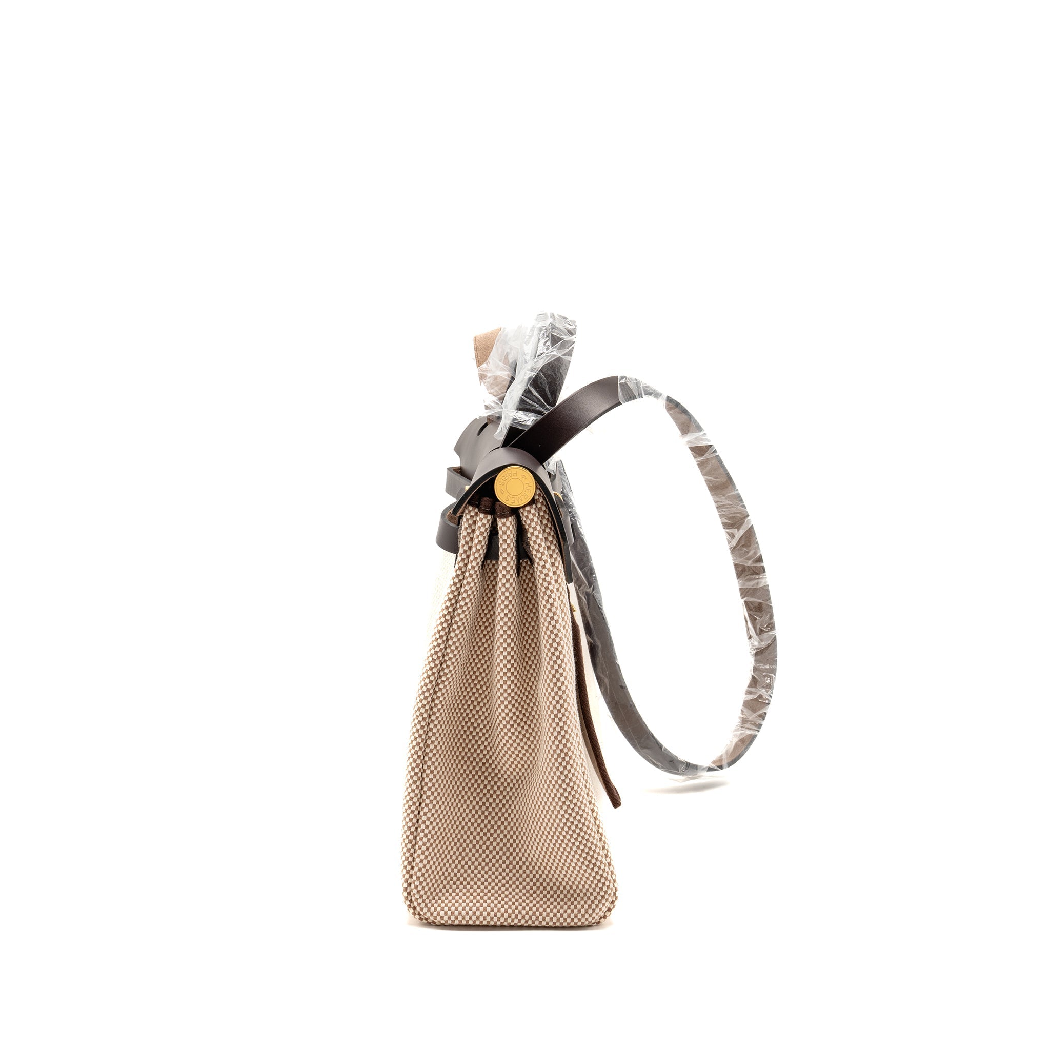 HERMES HERBAG 31 ZIP BAG CANVAS/LEATHER ECRU/BEIGE/EBENE GHW