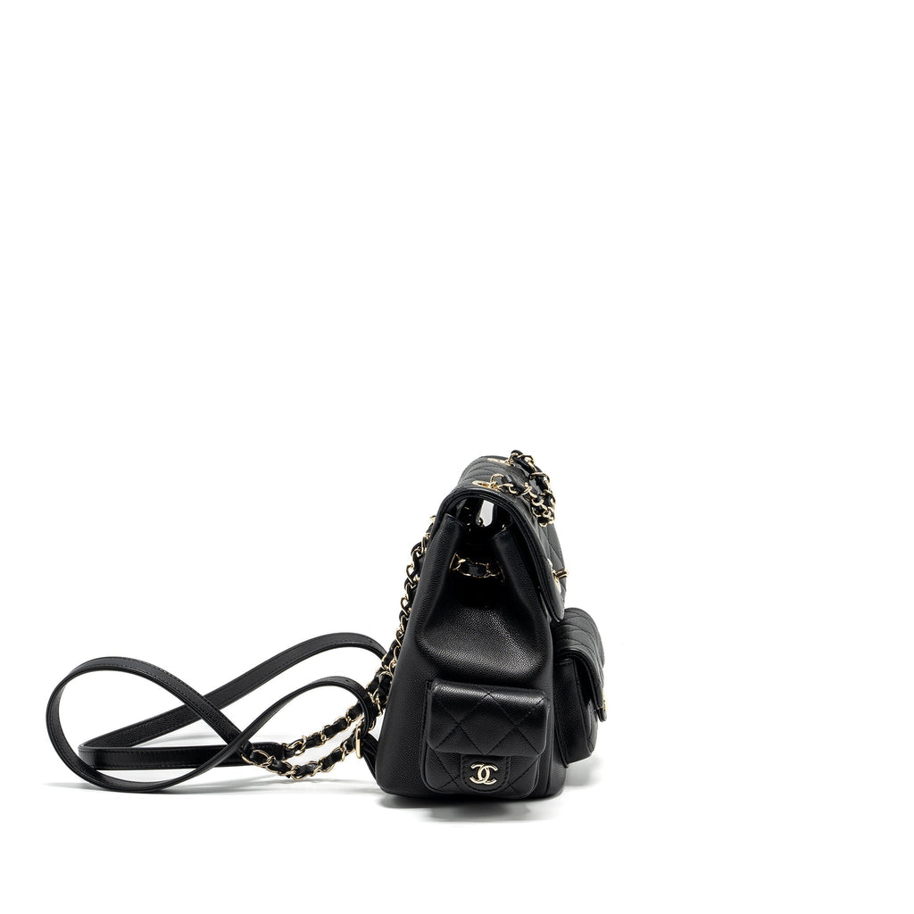 CHANEL TRIPLE POCKET BACKPACK CAVIAR BLACK LGHW (MICROCHIP)