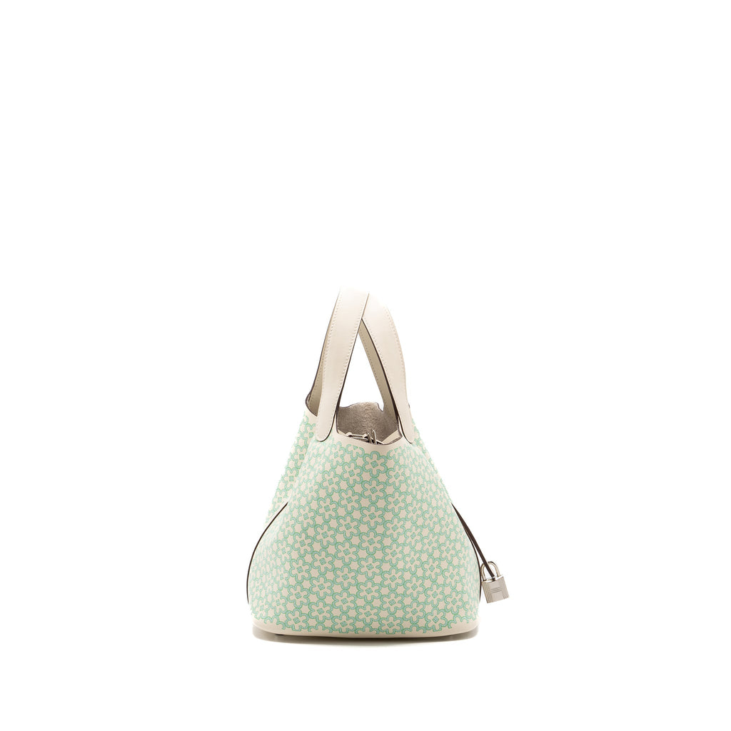 HERMES PICOTIN 18 LOCK BAG LUCKY DAISY SWIFT NATA/VERT/BLANC SHW