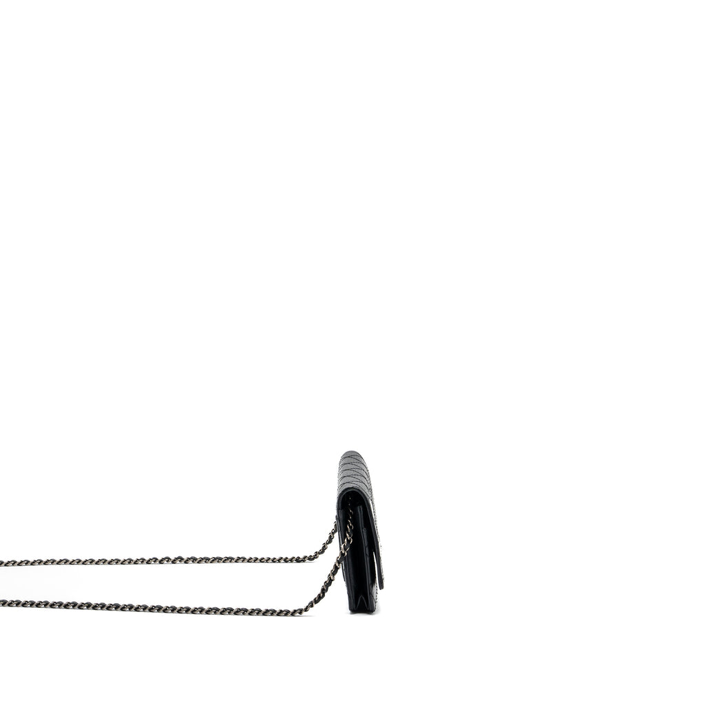 CHANEL 2.55 WALLET ON CHAIN AGED CALFSKIN BLACK RUTHENIUM SHW