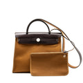 HERMES HERBAG 31 ZIP BAG CANVAS/HUNTER LEATHER ALEZAN/EBENE SHW
