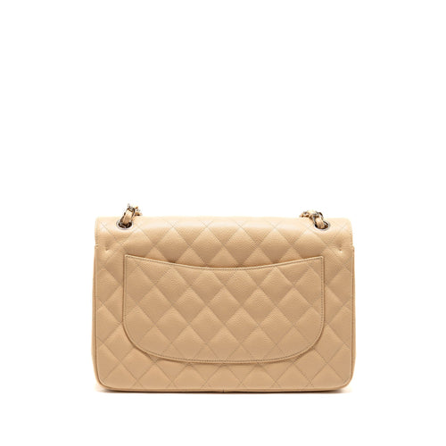 CHANEL JUMBO CLASSIC DOUBLE FLAP BAG CAVIAR BEIGE SHW