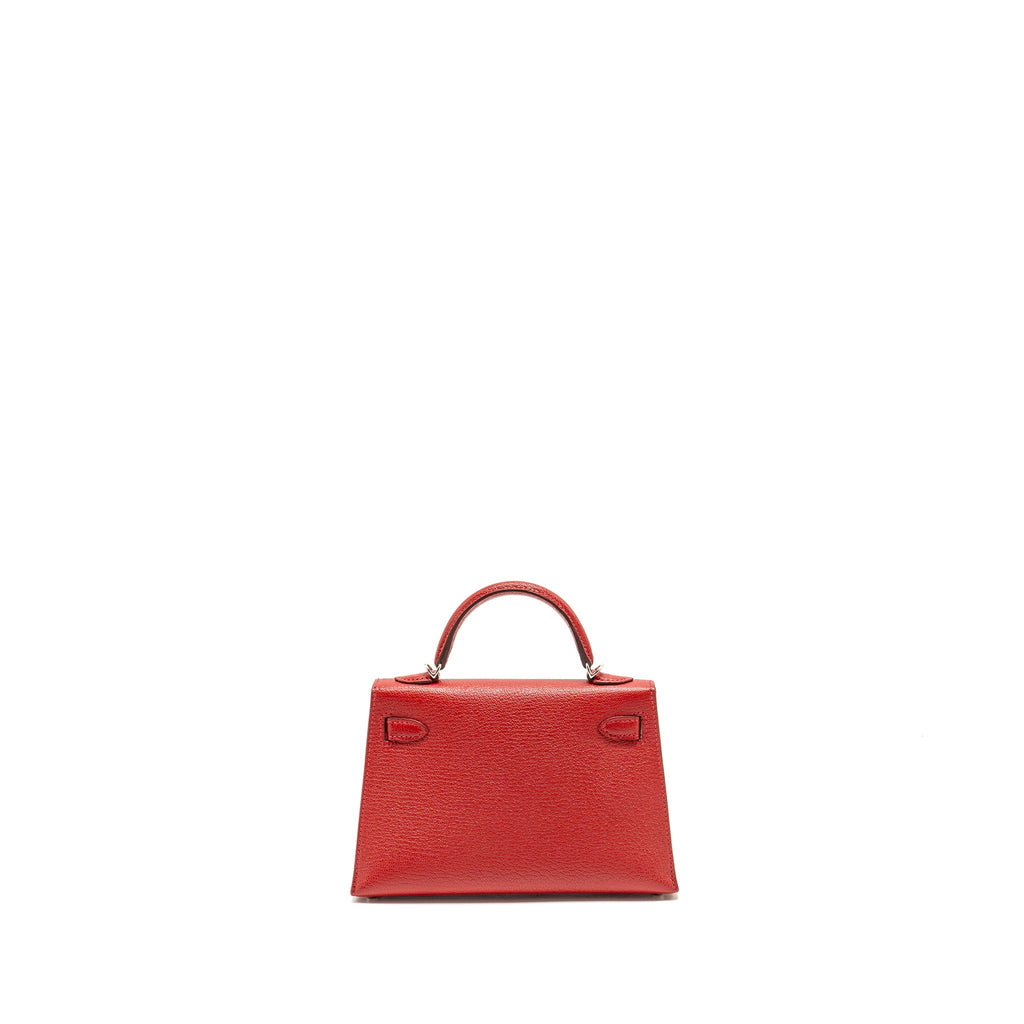 HERMES MINI KELLY II CHÈVRE MYSORE ROUGE CASAQUE/MAUVE SYLVESTRE SHW