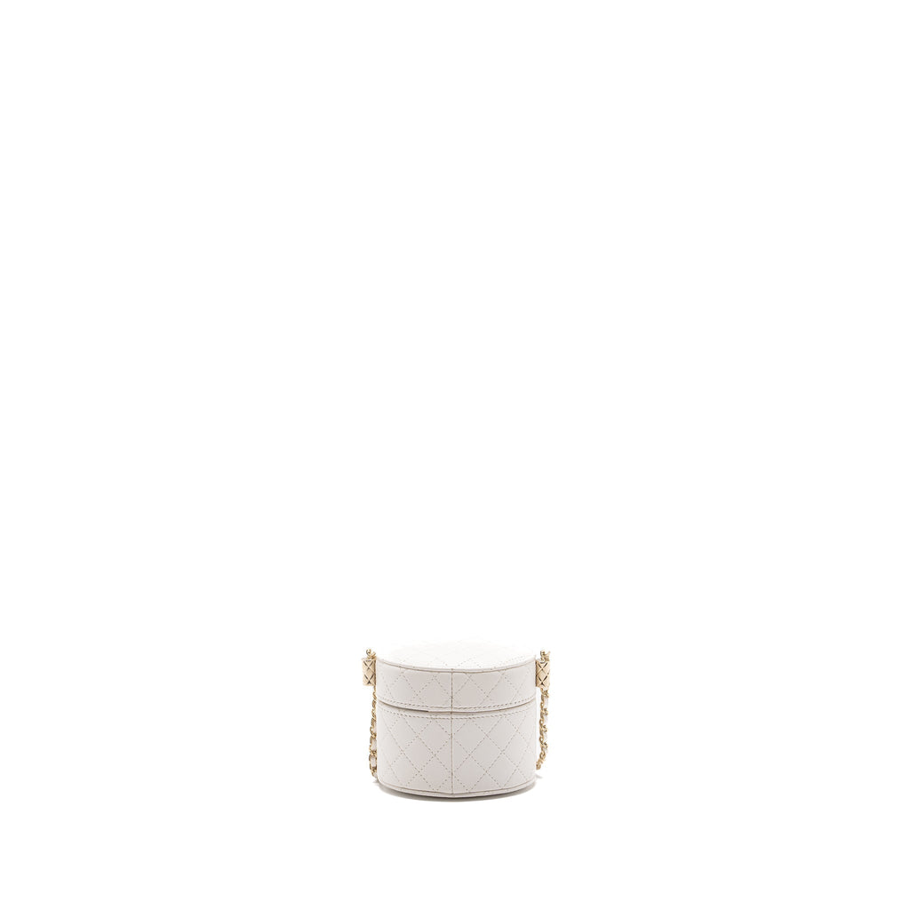 CHANEL MINI VANITY WITH CHAIN LAMBSKIN WHITE LGHW