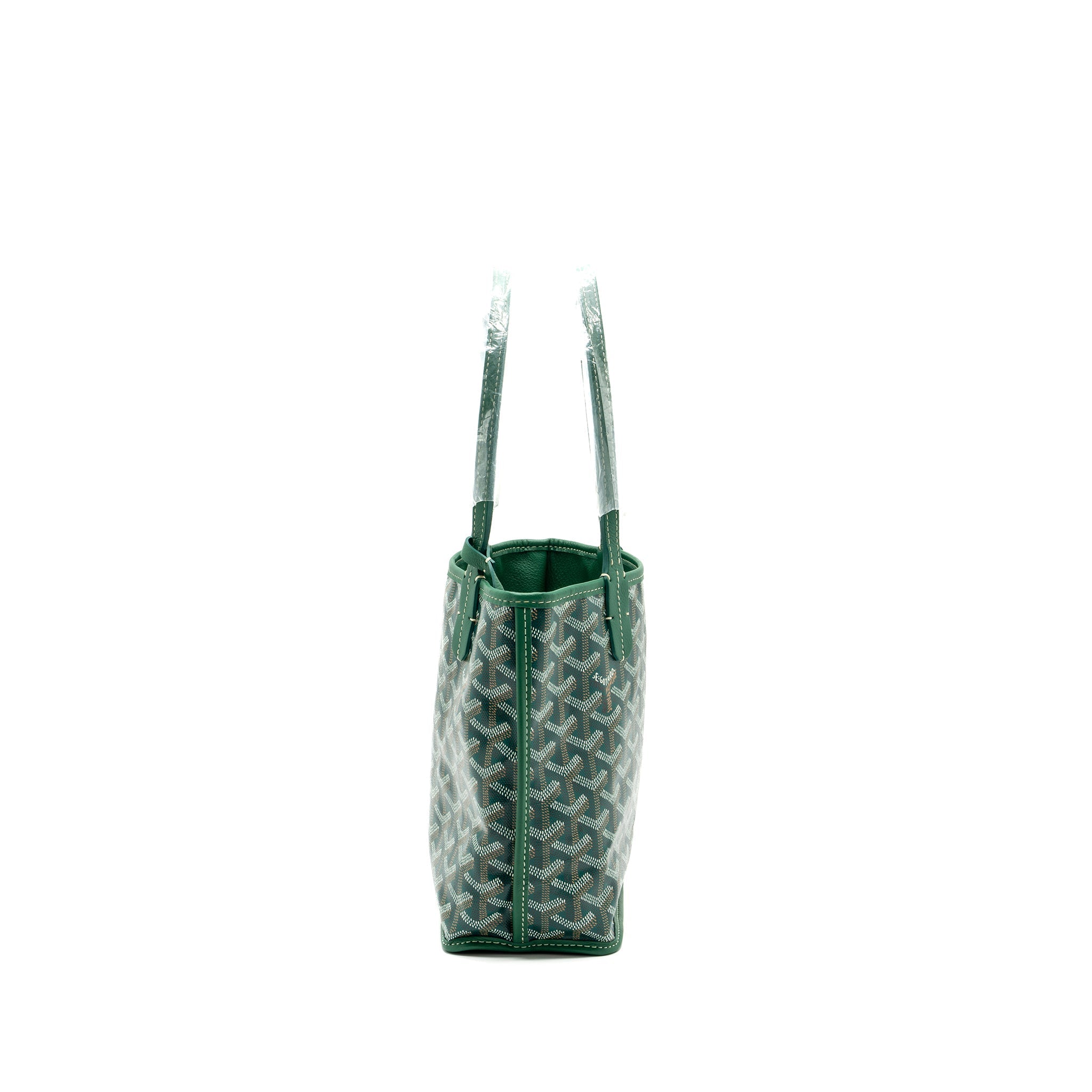 GOYARD MINI ANJOU TOTE BAG GOYARDLINE CANVAS / CALFSKIN GREEN SHW