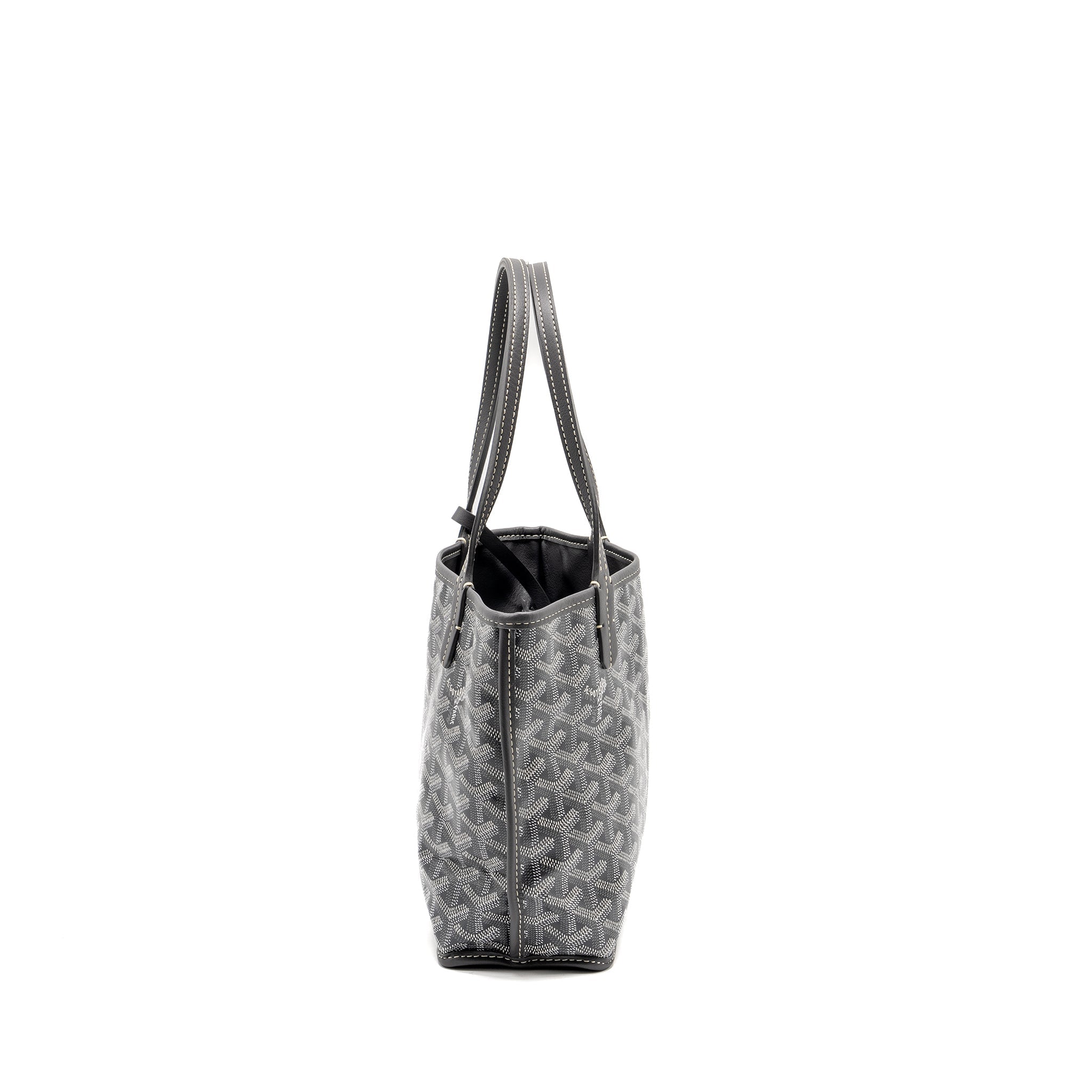 GOYARD MINI ANJOU TOTE BAG GOYARDINE CANVAS/CALFSKIN GREY SHW