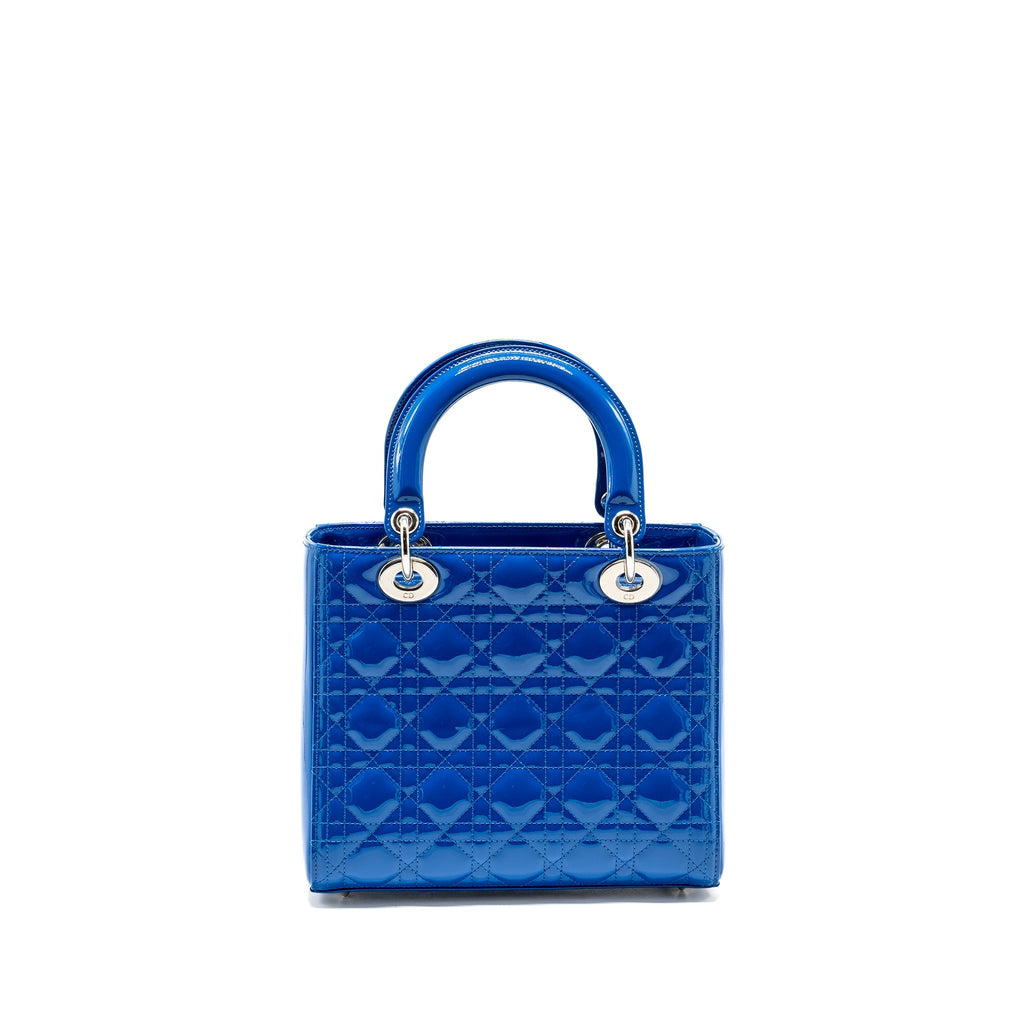 DIOR MEDIUM LADY DIOR PATENT BLUE SHW