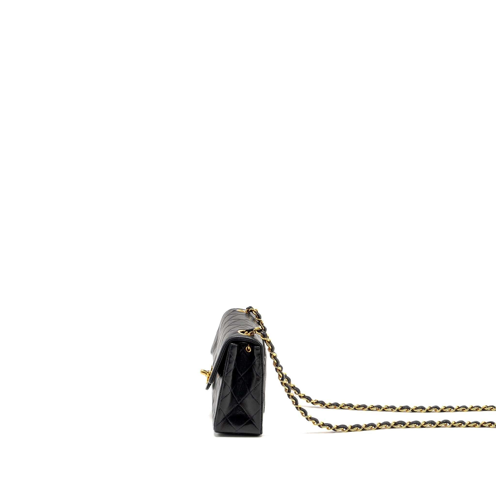 CHANEL VINTAGE MINI SQUARE FLAP BAG LAMBSKIN BLACK GHW