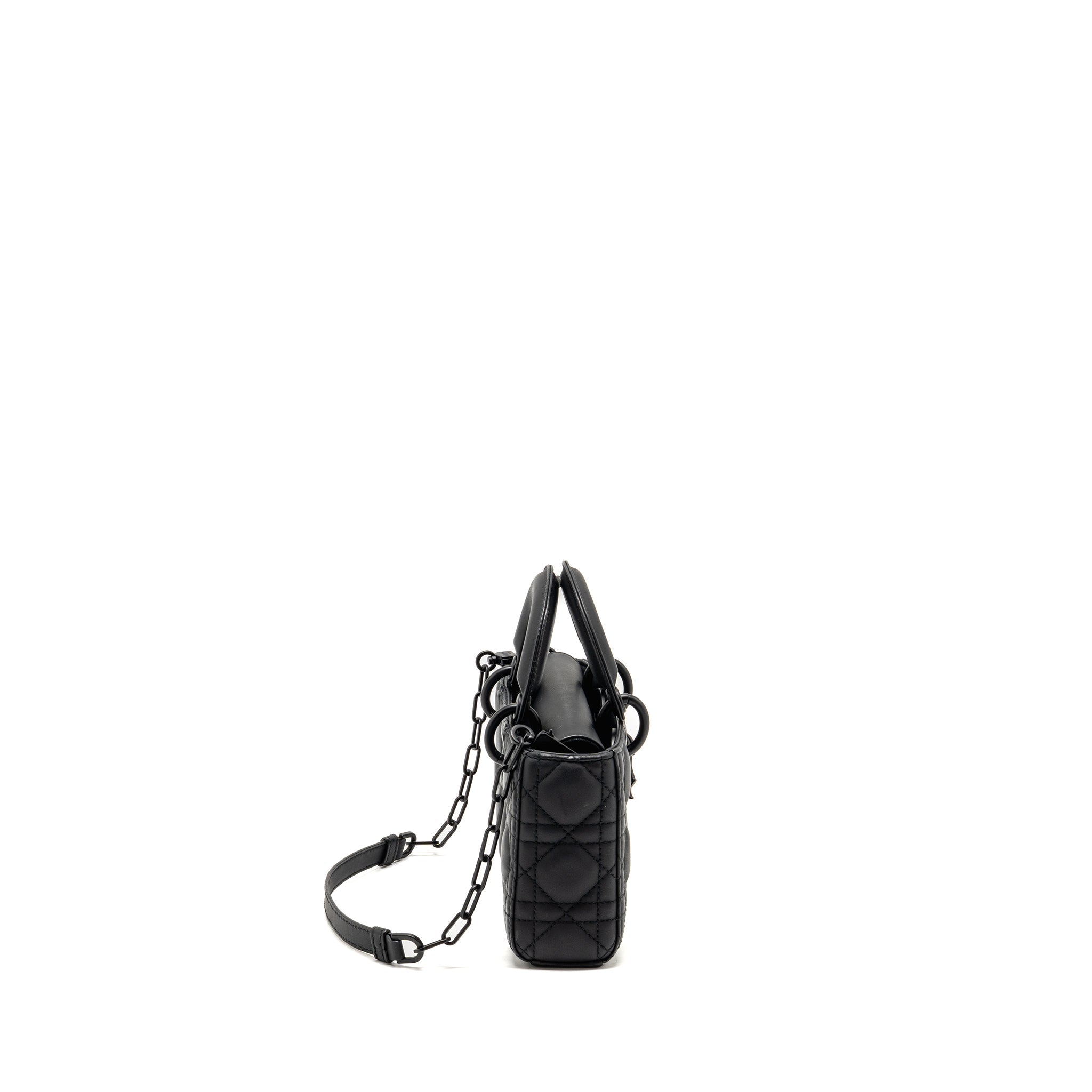 DIOR SMALL LADY D-JOY BAG BLACK ULTRAMATTE CALFSKIN SO BLACK