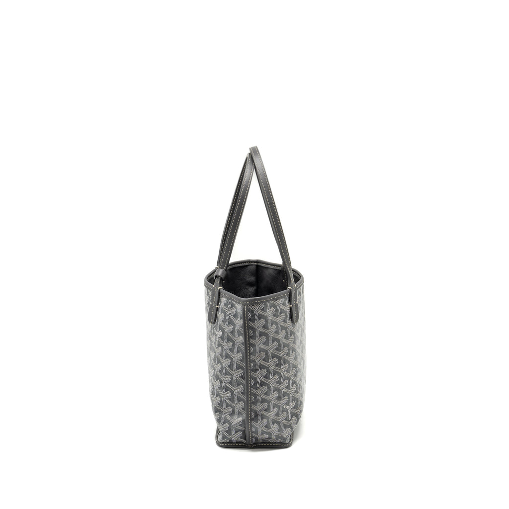 GOYARD MINI ANJOU TOTE BAG GOYARDINE CANVAS/CALFSKIN GREY SHW