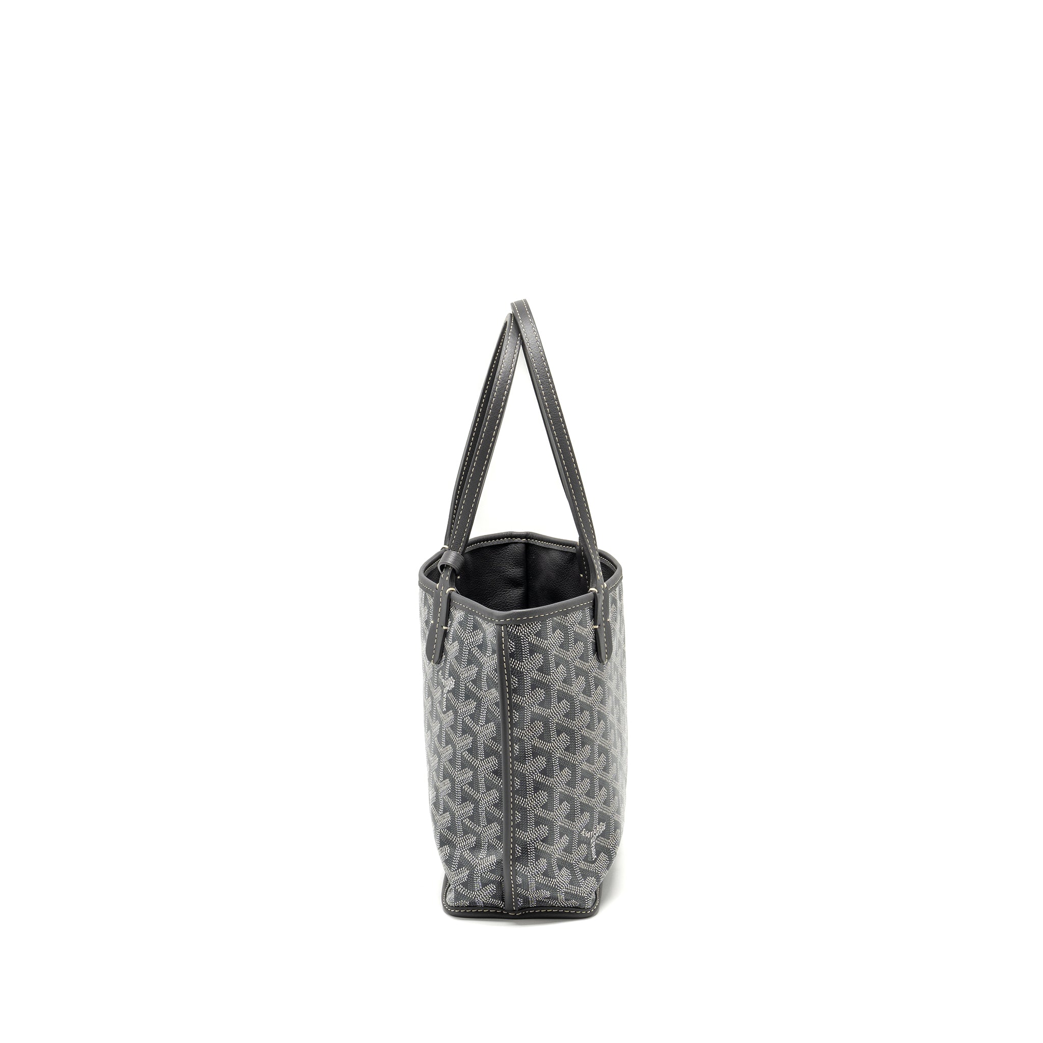 GOYARD MINI ANJOU TOTE BAG GOYARDINE CANVAS/CALFSKIN GREY SHW