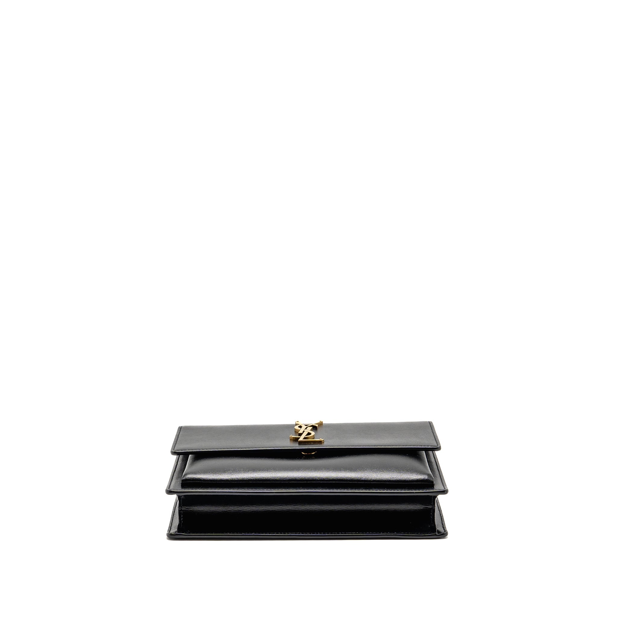 SAINT LAURENT/YSL MEDIUM TOP HANDLE SUNSET BAG CALFSKIN BLACK GHW