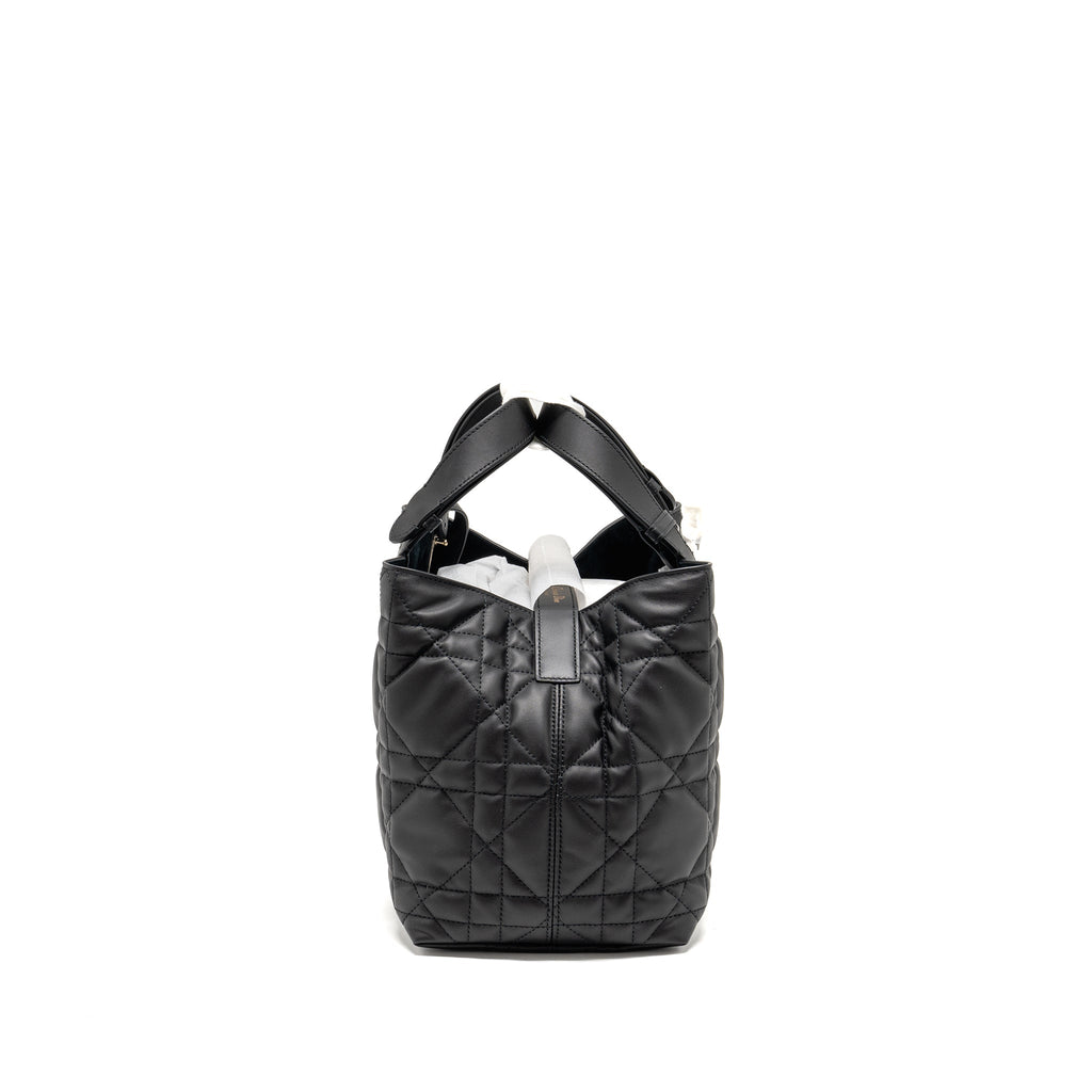 DIOR MEDIUM DIOR TOUJOURS BAG MACROCANNAGE CALFSKIN BLACK LGHW