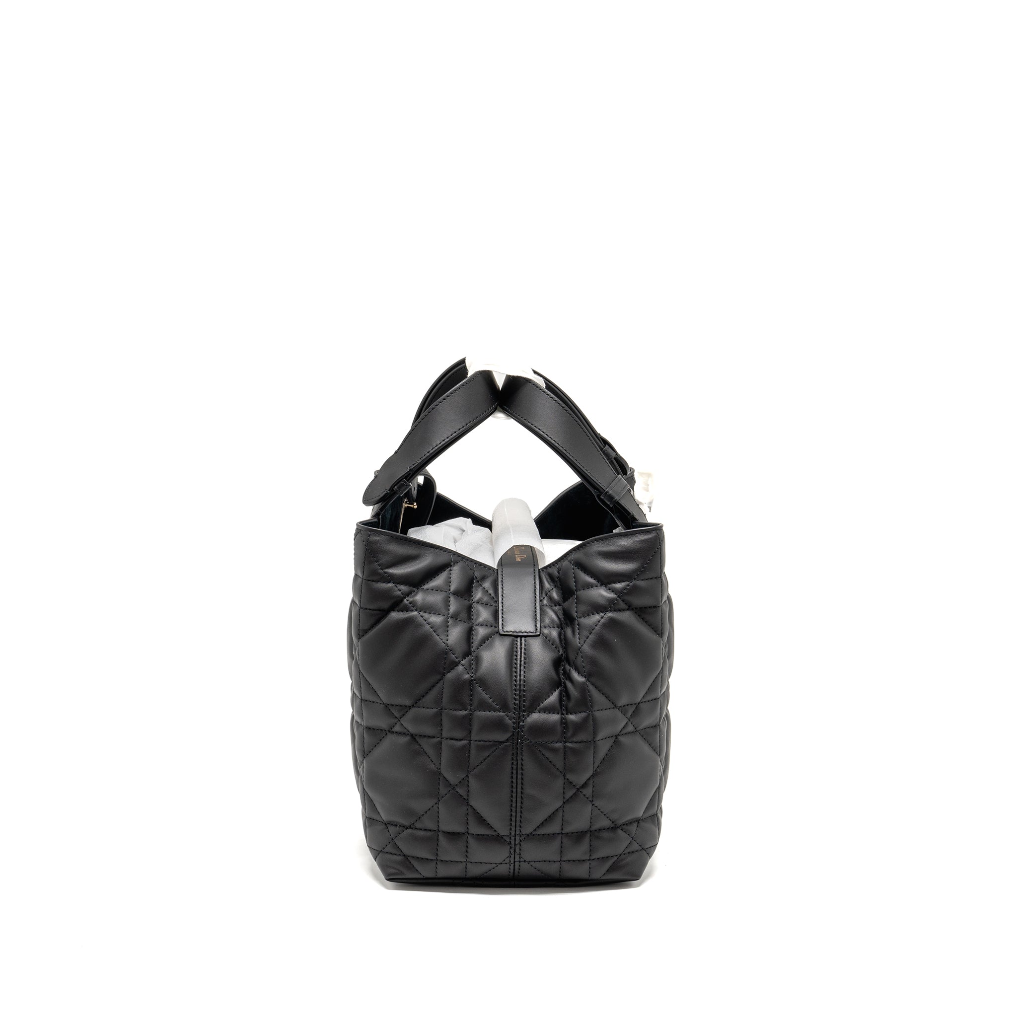 DIOR MEDIUM DIOR TOUJOURS BAG MACROCANNAGE CALFSKIN BLACK LGHW