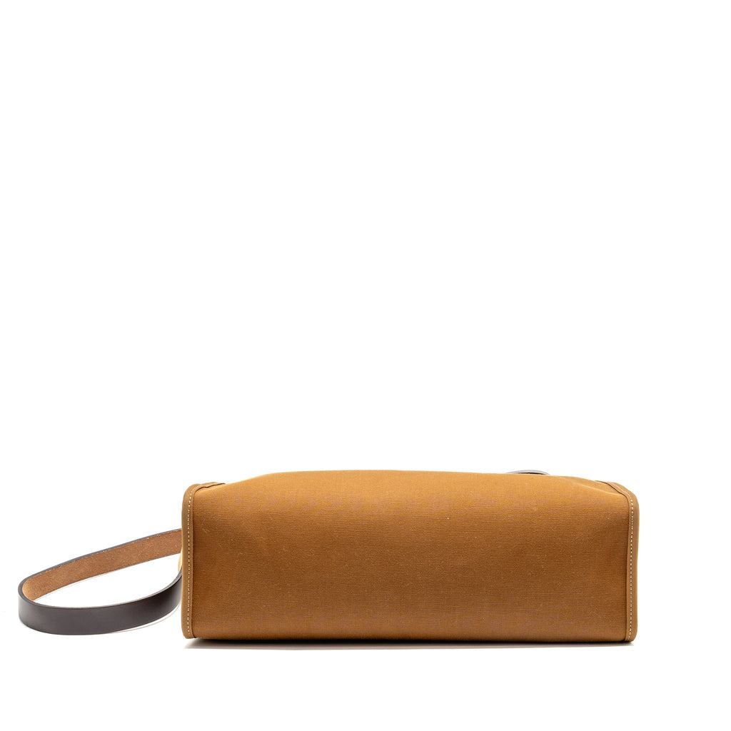 HERMES HERBAG 31 ZIP BAG CANVAS/HUNTER LEATHER ALEZAN/EBENE SHW
