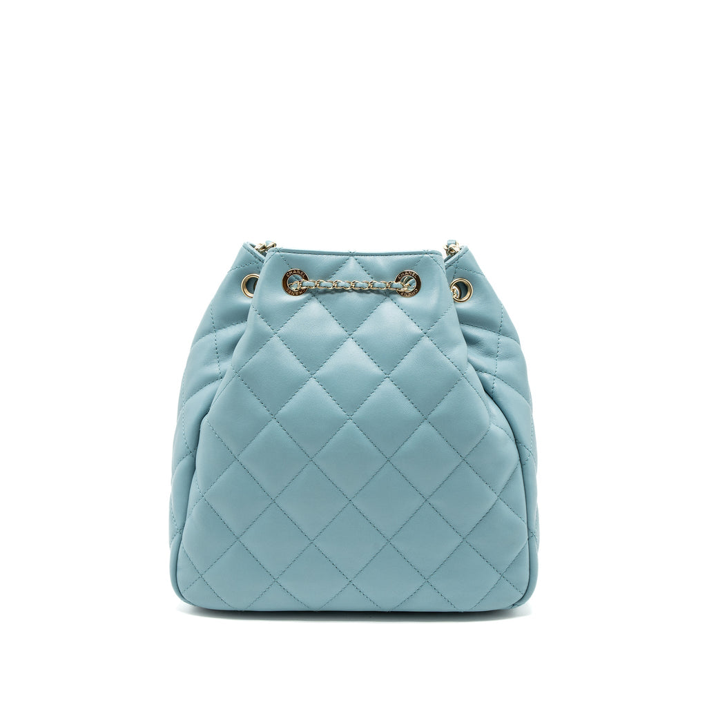 CHANEL BUCKET BAG CALFSKIN LIGHT BLUE LGHW