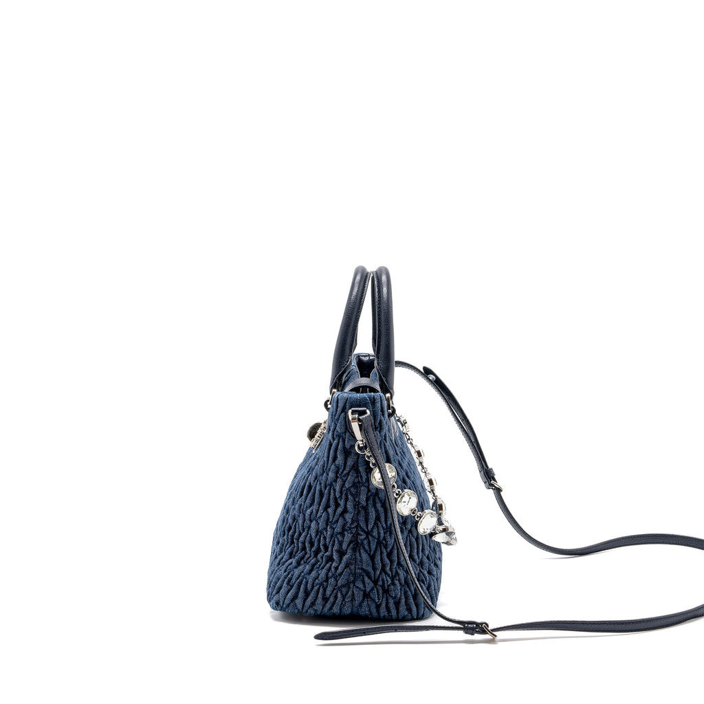 MIUMIU TOP HANDLE CROSSBODY BAG BLUE DENIM SHW