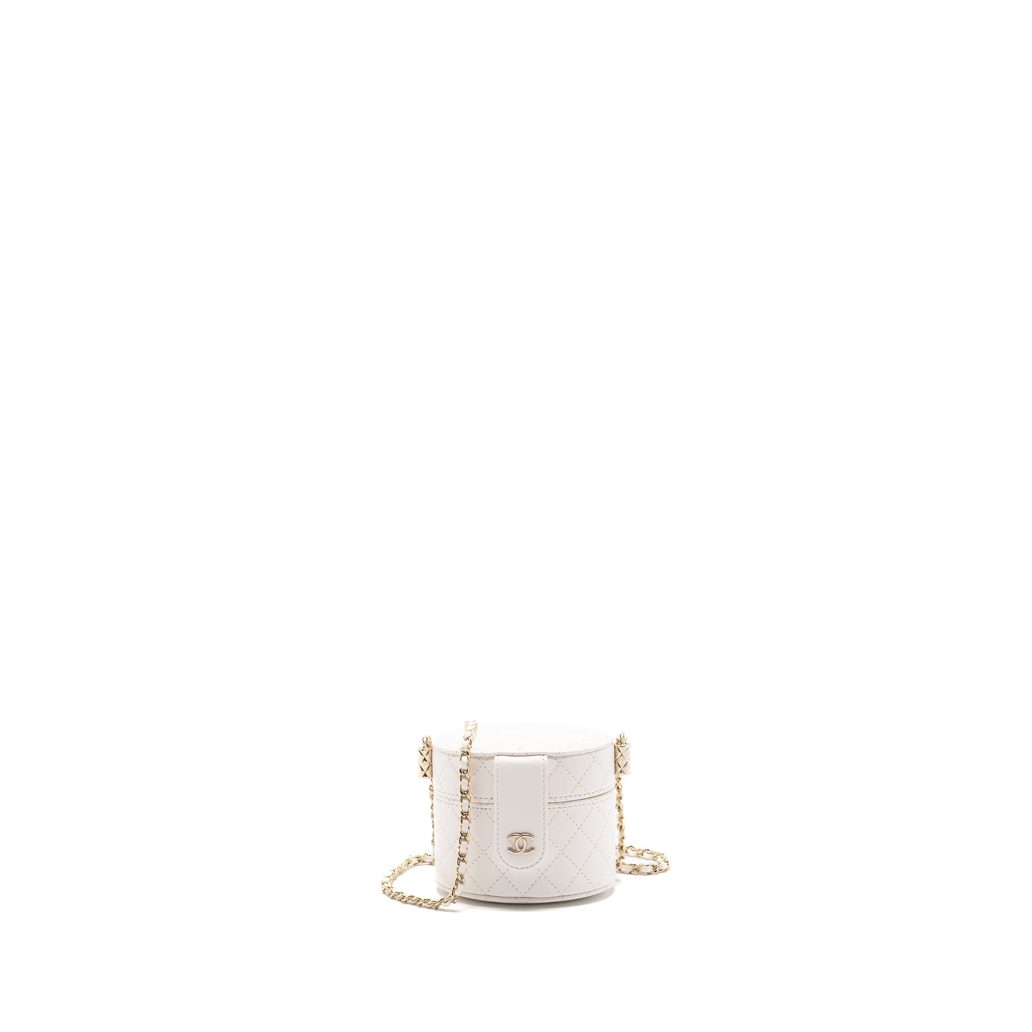 CHANEL MINI VANITY WITH CHAIN LAMBSKIN WHITE LGHW