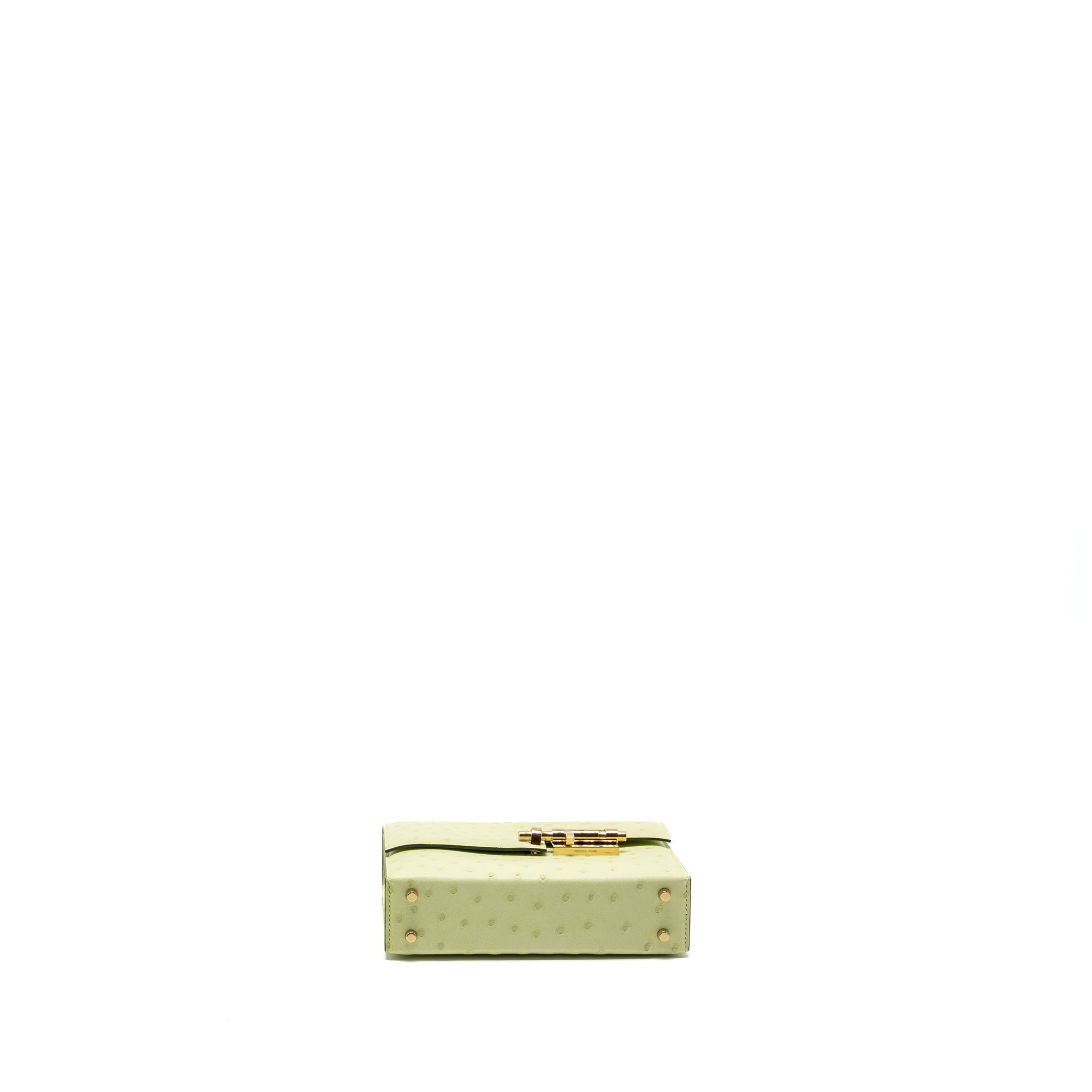 HERMES MINI VERROU OSTRICH R9 JAUNE BOURGEON GHW