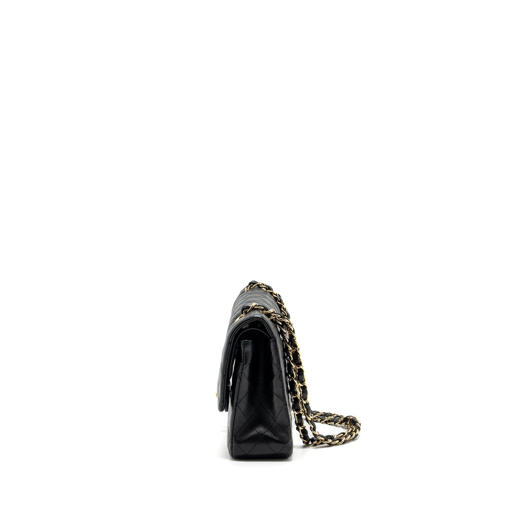 CHANEL MEDIUM CLASSIC DOUBLE FLAP BAG LAMBSKIN BLACK GHW
