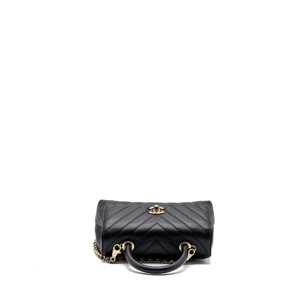 CHANEL SMALL COCO HANDLE CHEVRON CAVIAR BLACK LGHW