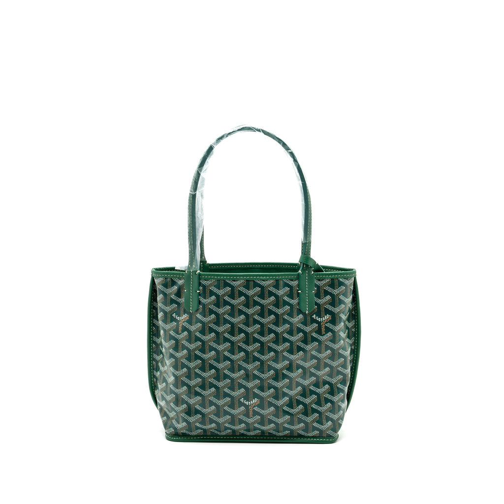 GOYARD MINI ANJOU TOTE BAG GOYARDLINE CANVAS / CALFSKIN GREEN SHW