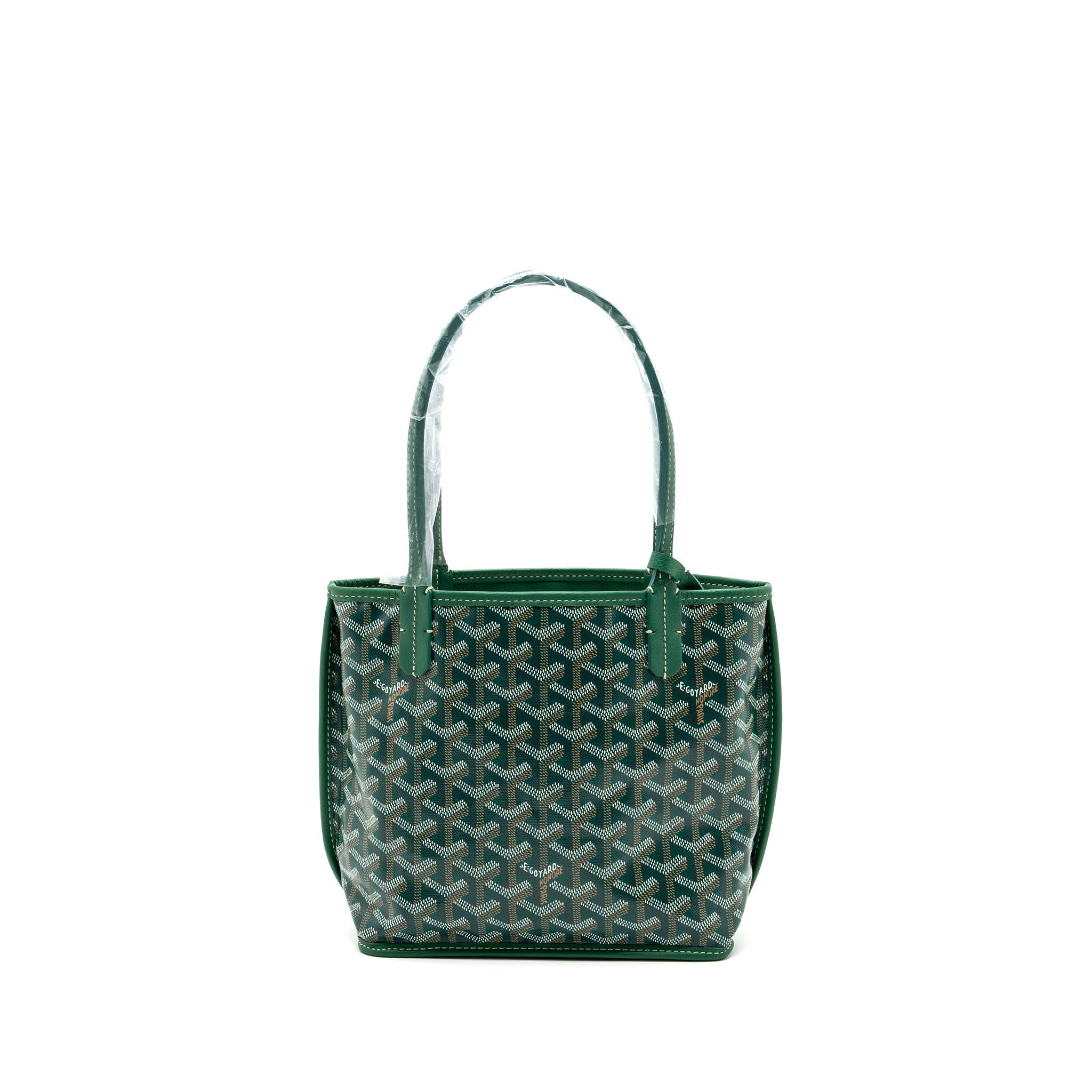 GOYARD MINI ANJOU TOTE BAG GOYARDLINE CANVAS / CALFSKIN GREEN SHW