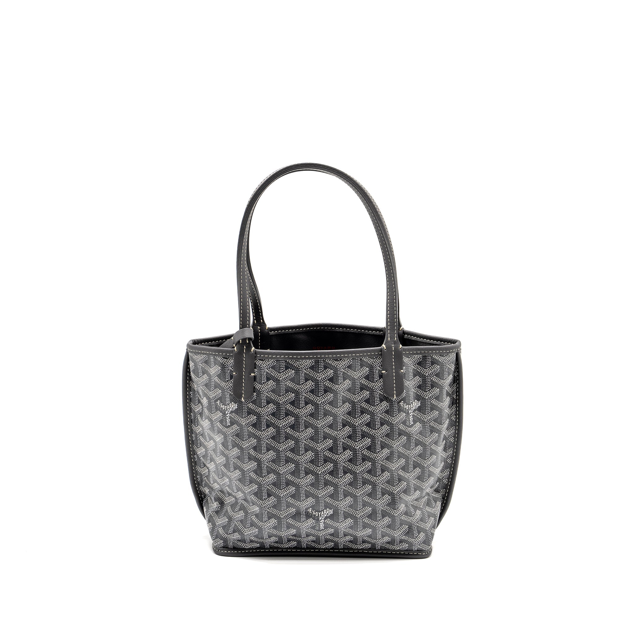GOYARD MINI ANJOU TOTE BAG GOYARDINE CANVAS/CALFSKIN GREY SHW