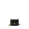 CHANEL VINTAGE MINI SQUARE FLAP BAG LAMBSKIN BLACK GHW