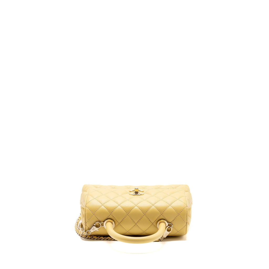 CHANEL SMALL COCO HANDLE CAVIAR 22P LIGHT YELLOW LGHW (MICROCHIP)