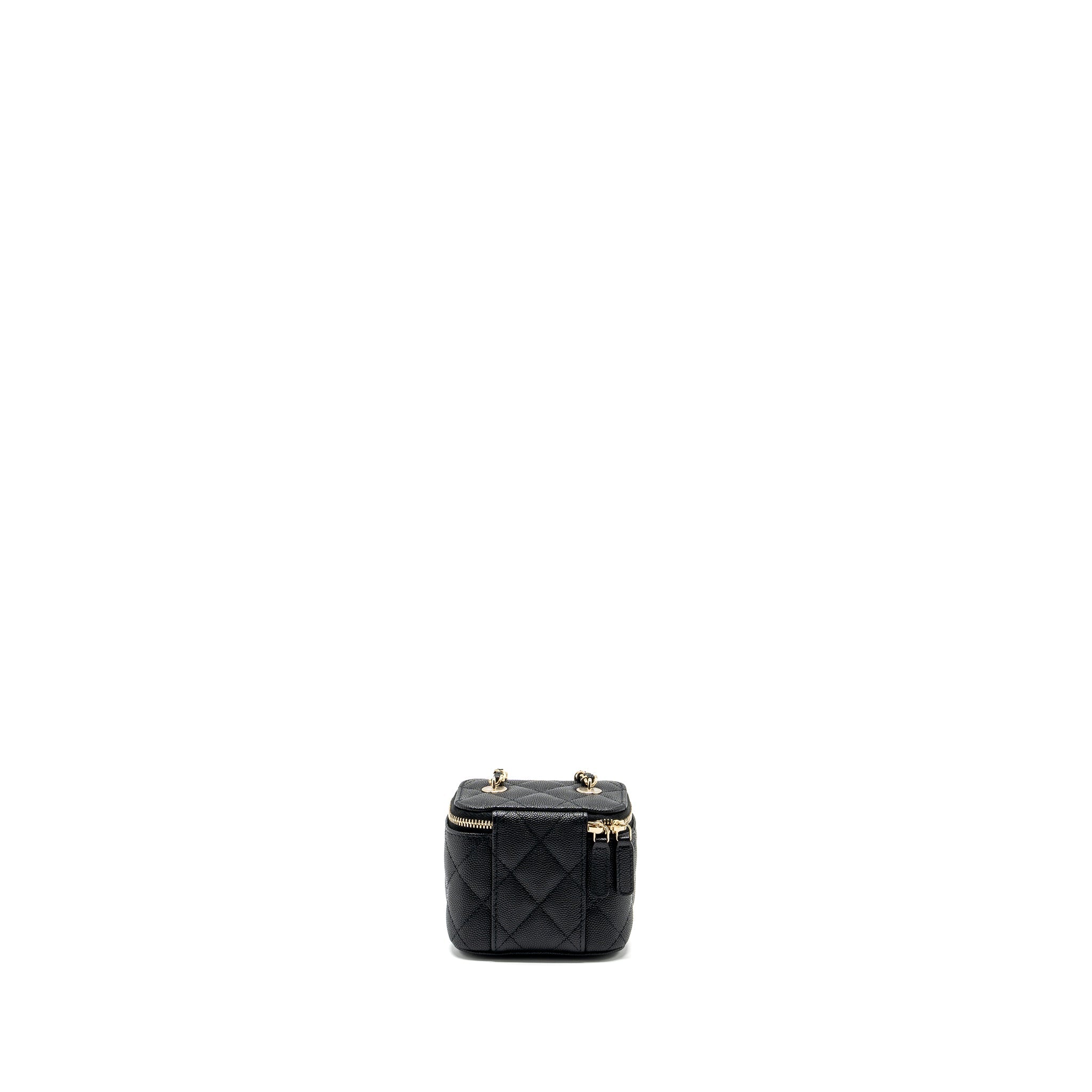 CHANEL 23C MINI VANITY CASE WITH CHAIN CAVIAR BLACK LGHW (MICROCHIP)