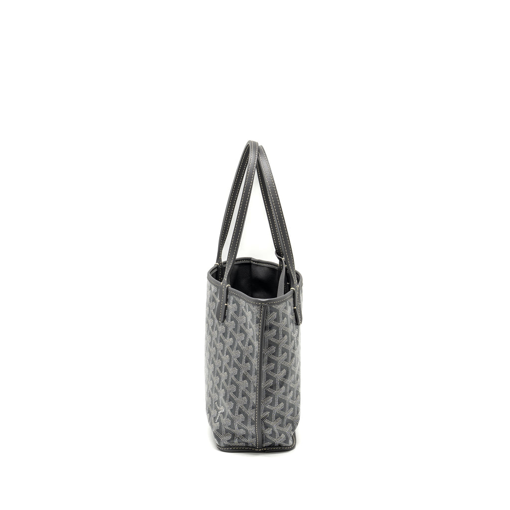 GOYARD MINI ANJOU TOTE BAG GOYARDINE CANVAS/CALFSKIN GREY SHW