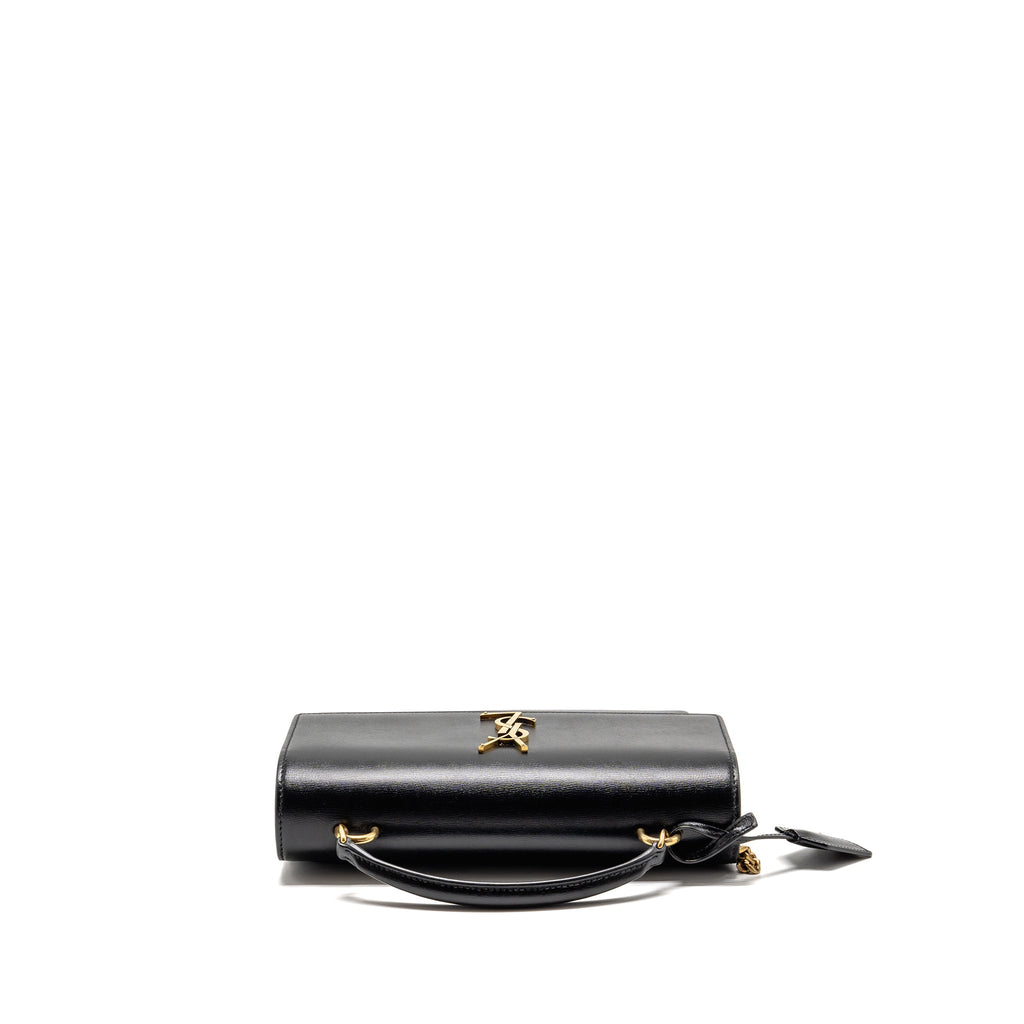 SAINT LAURENT/YSL MEDIUM TOP HANDLE SUNSET BAG CALFSKIN BLACK GHW