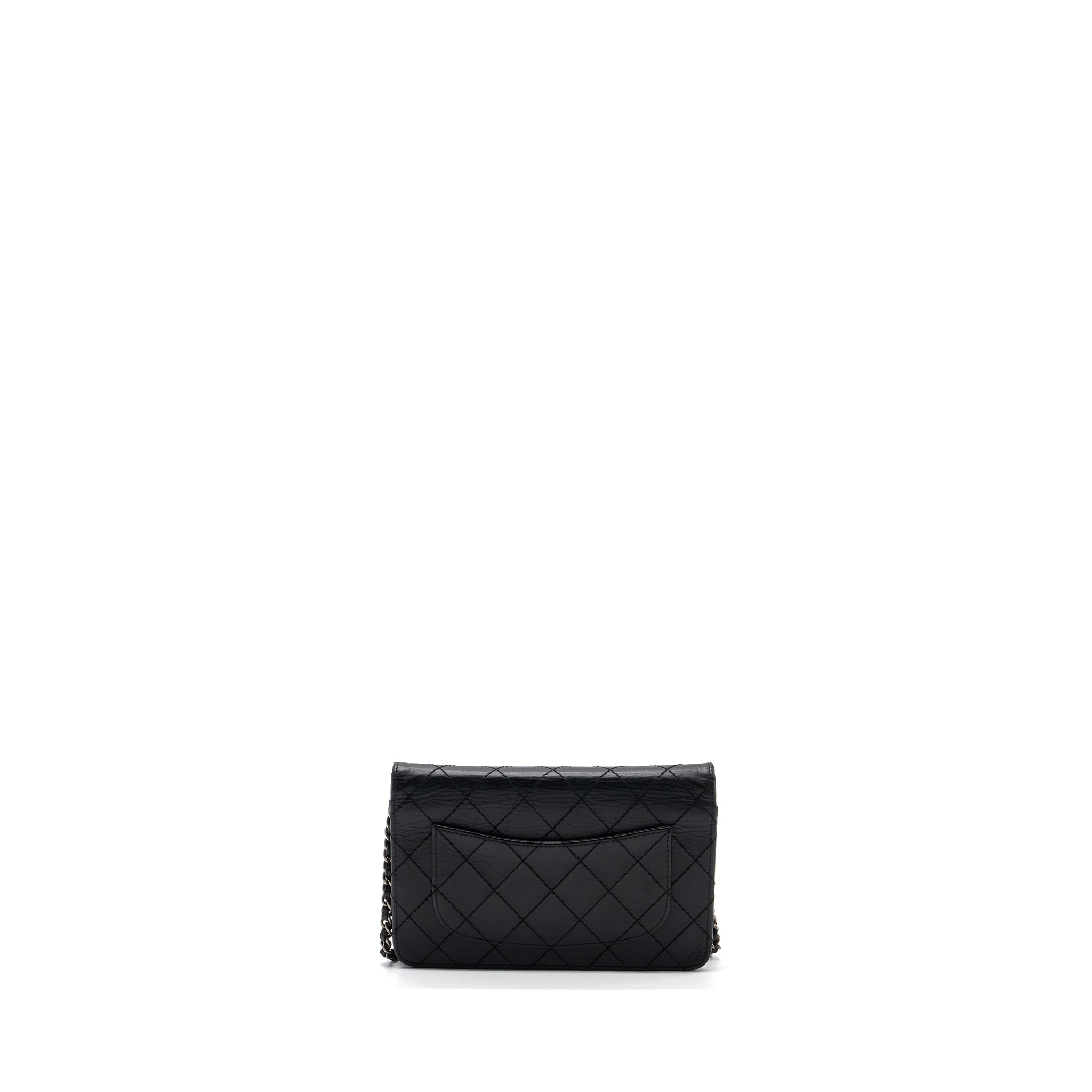 CHANEL 2.55 WALLET ON CHAIN AGED CALFSKIN BLACK RUTHENIUM SHW