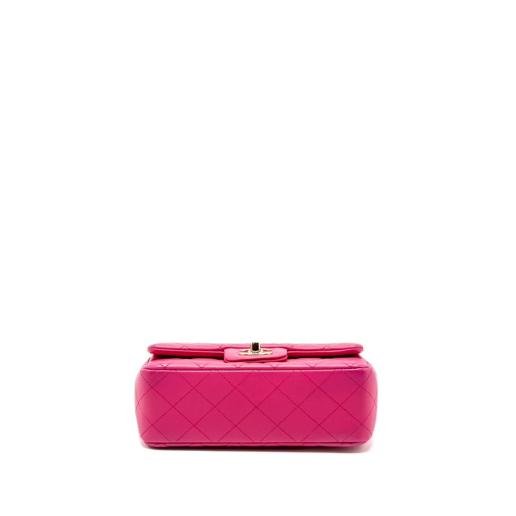 CHANEL MINI RECTANGULAR FLAP BAG LAMBSKIN PINK LGHW