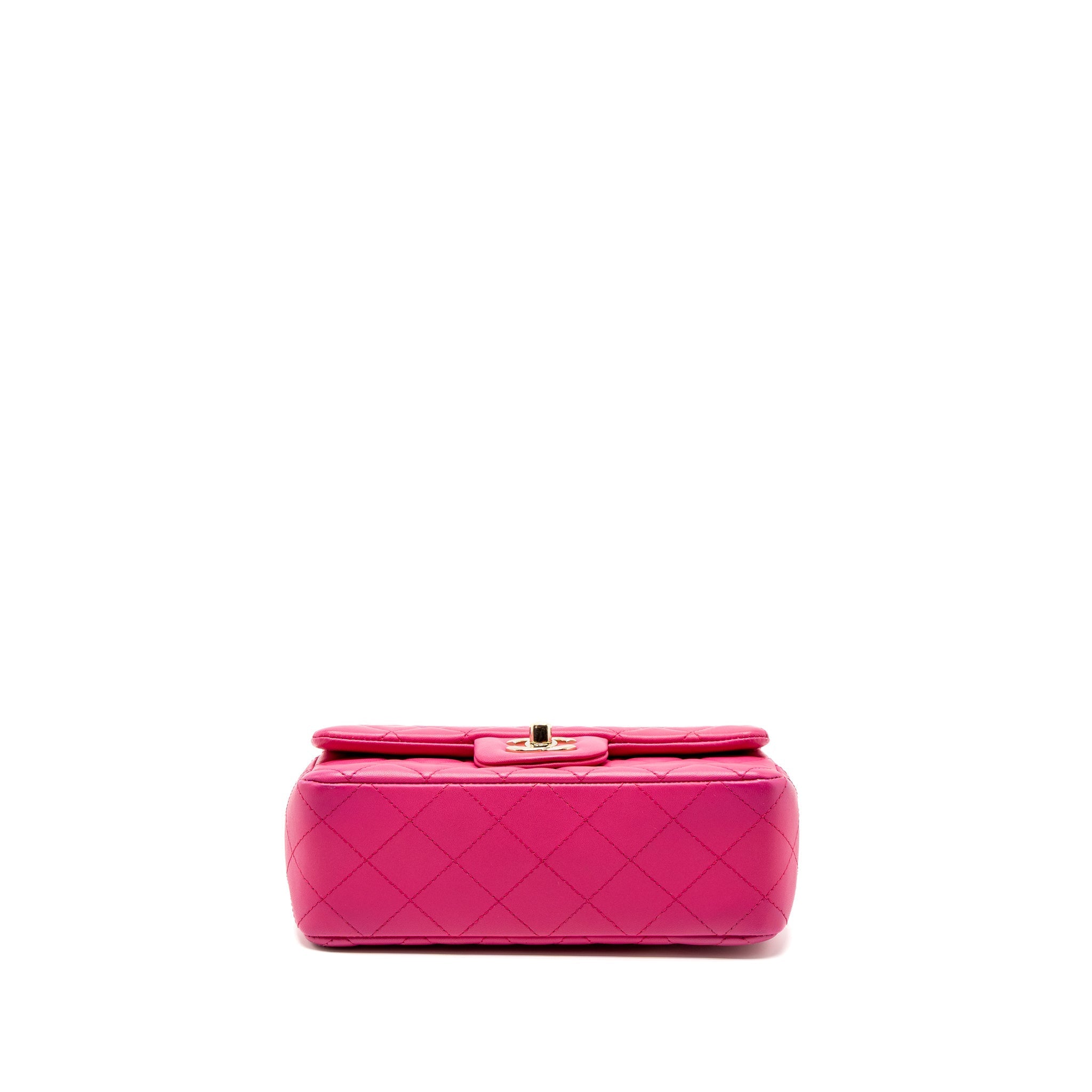 CHANEL MINI RECTANGULAR FLAP BAG LAMBSKIN PINK LGHW