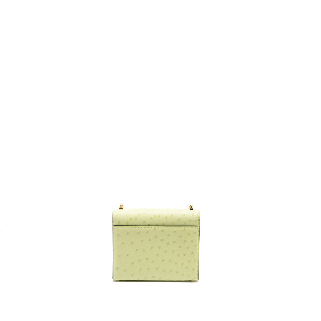 HERMES MINI VERROU OSTRICH R9 JAUNE BOURGEON GHW