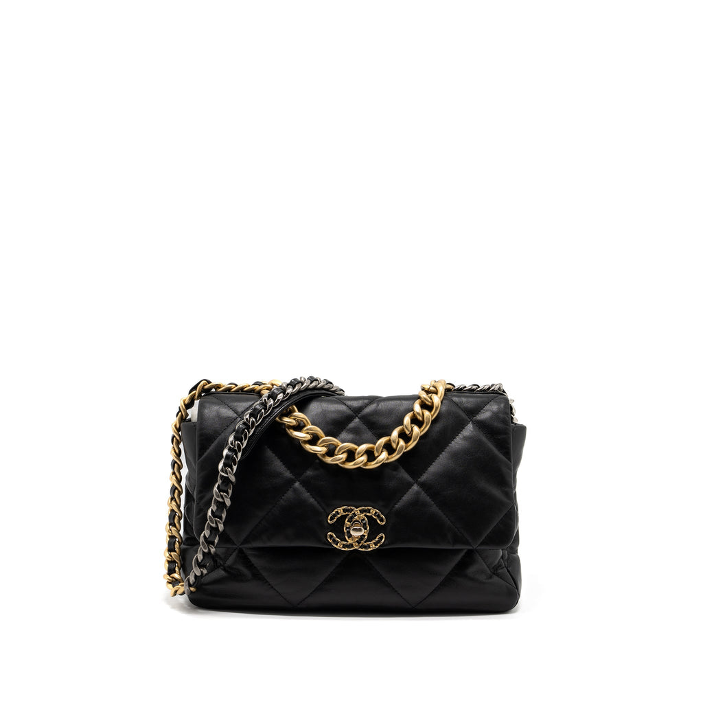 CHANEL MEDIUM 19 BAG GOATSKIN BLACK MULTICOLOUR HARDWARE