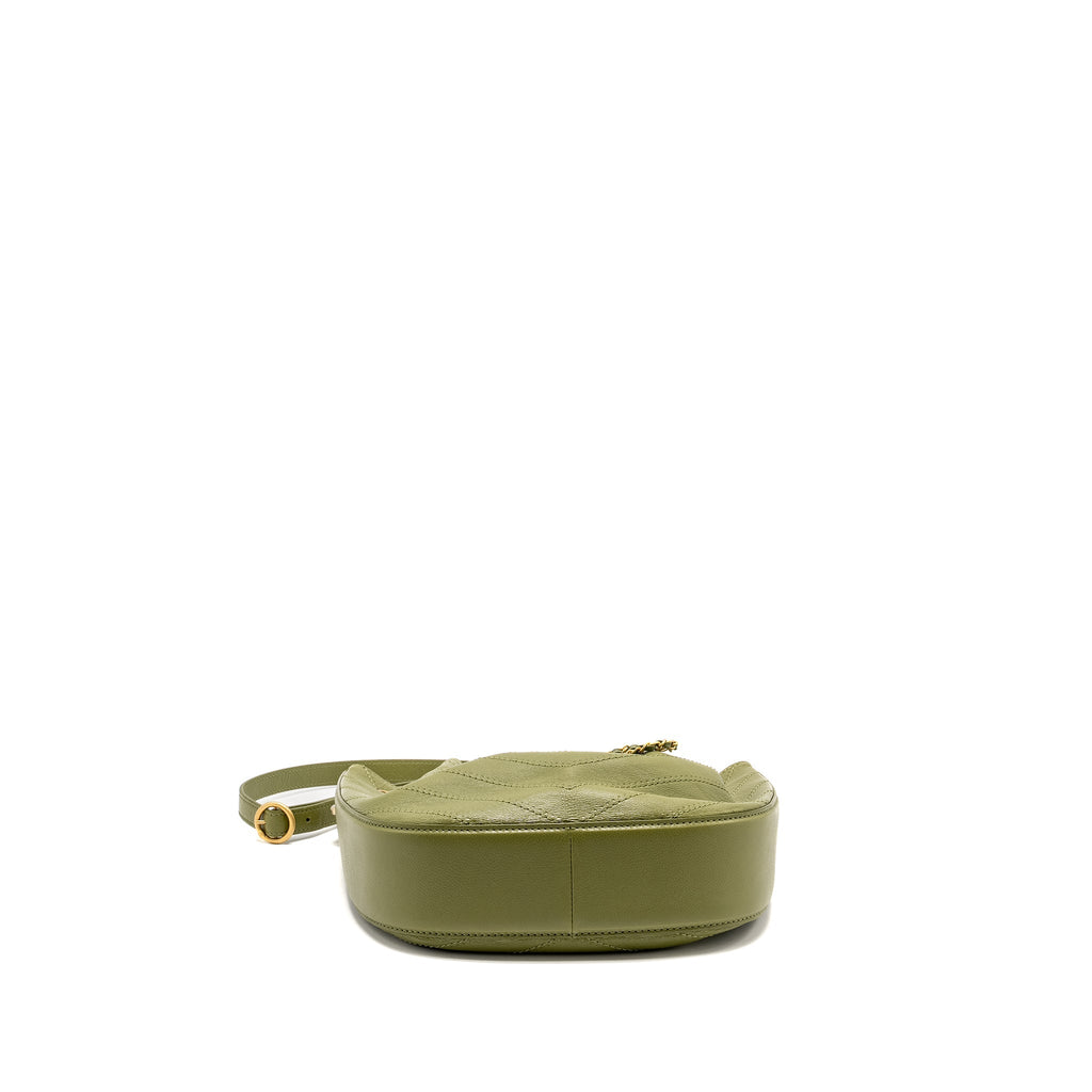 CHANEL DRAWSTRING BUCKET BAG GRAINED CALFSKIN OLIVE GREEN GHW