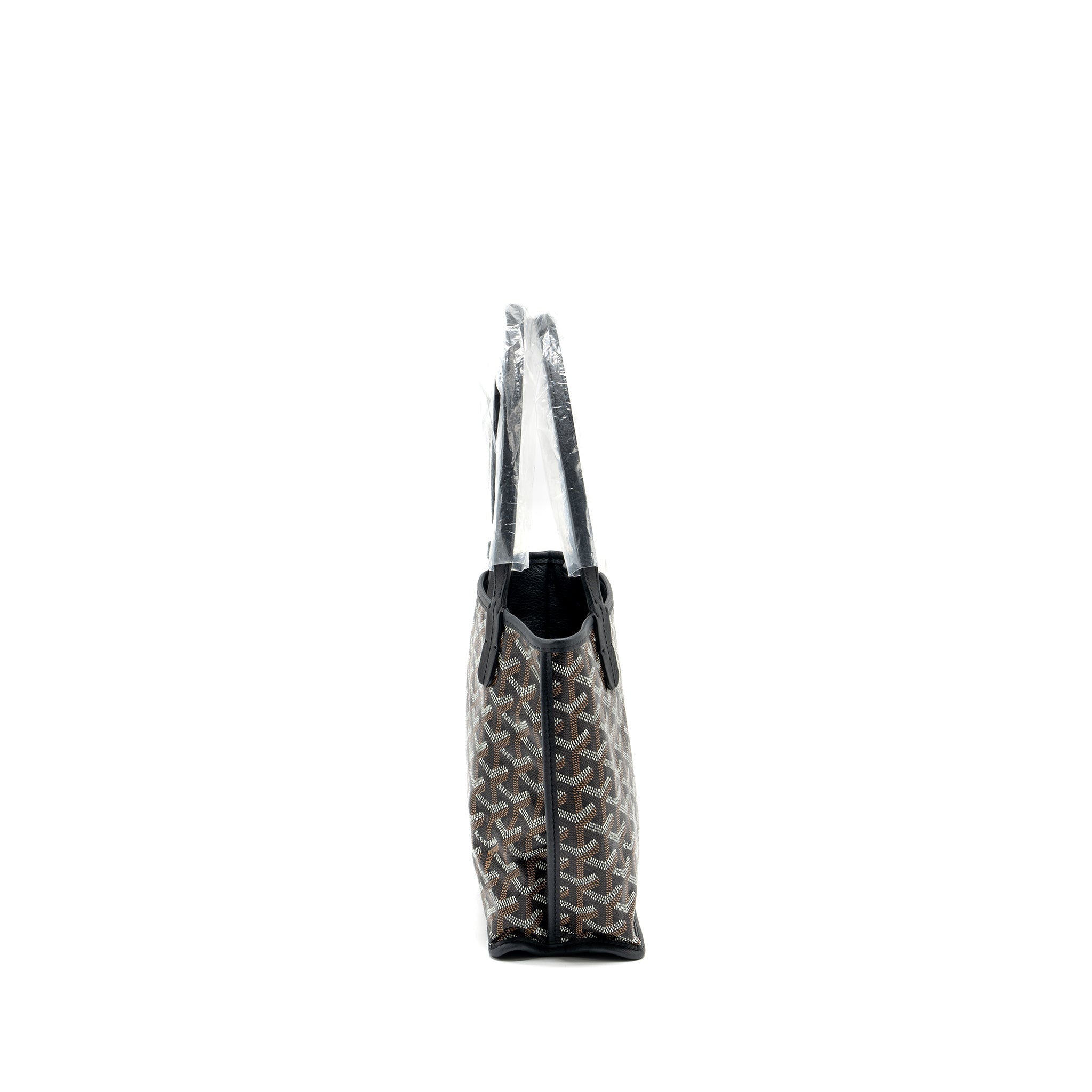 GOYARD MINI ANJOU TOTE BAG GOYARDLINE CANVAS / CALFSKIN BLACK SHW