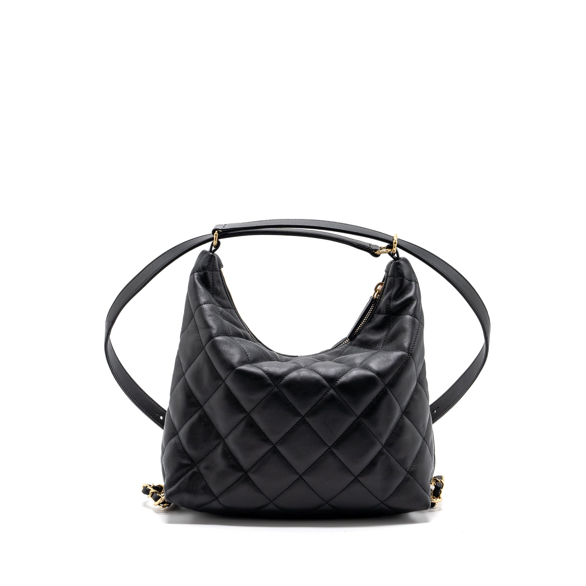 CHANEL 22B HOBO BAG LAMBSKIN BLACK GHW (MICROCHIP)