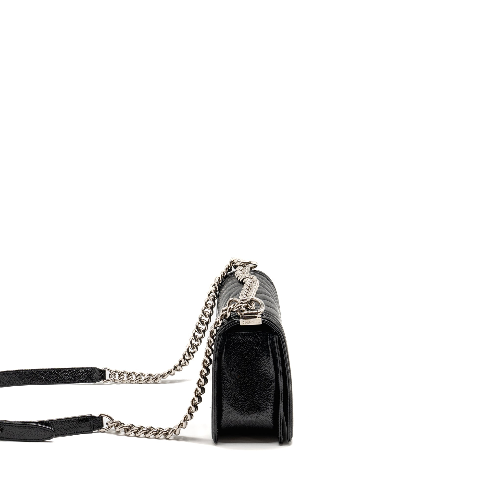 CHANEL CHEVRON MEDIUM BOY BAG CAVIAR BLACK SHW