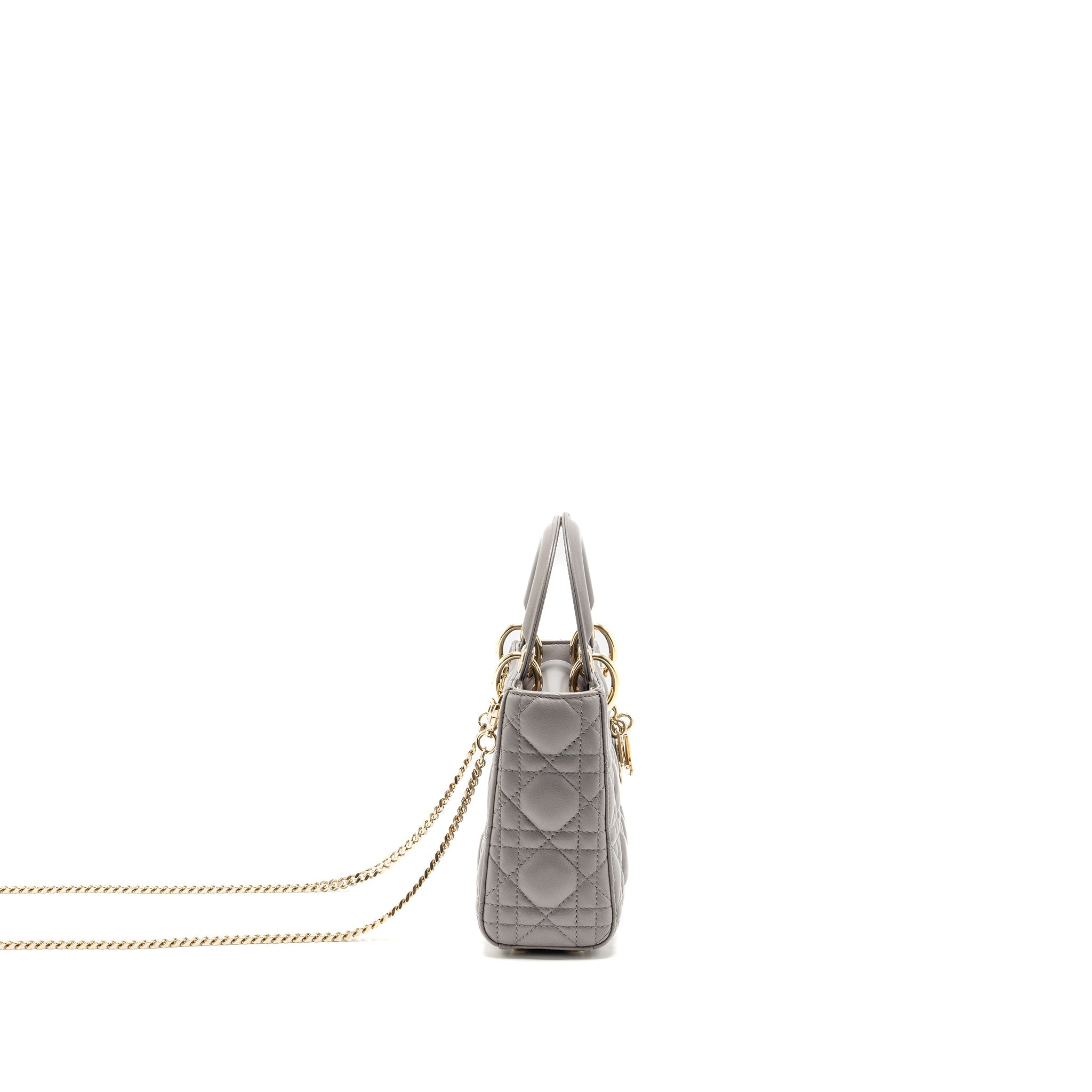DIOR MINI LADY DIOR LAMBSKIN GREY LGHW