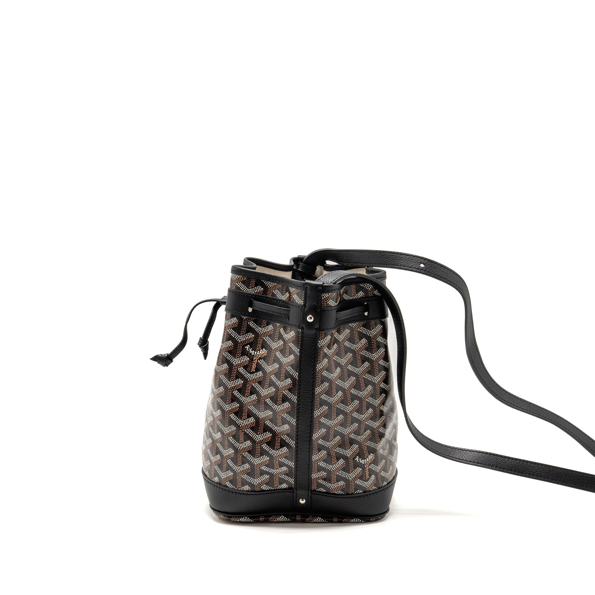 GOYARD PETIT FLOT BUCKET BAG GOYARDLINE CANVAS BLACK SHW