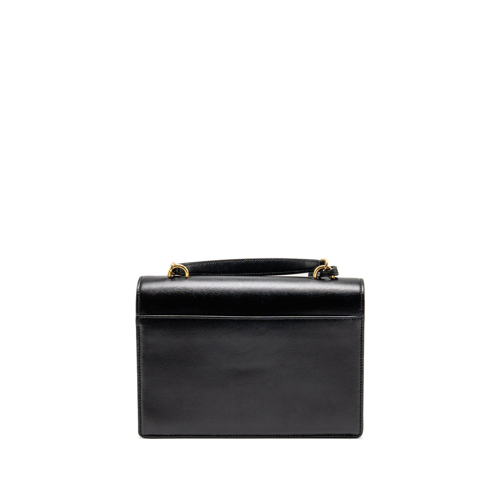 SAINT LAURENT/YSL MEDIUM TOP HANDLE SUNSET BAG CALFSKIN BLACK GHW