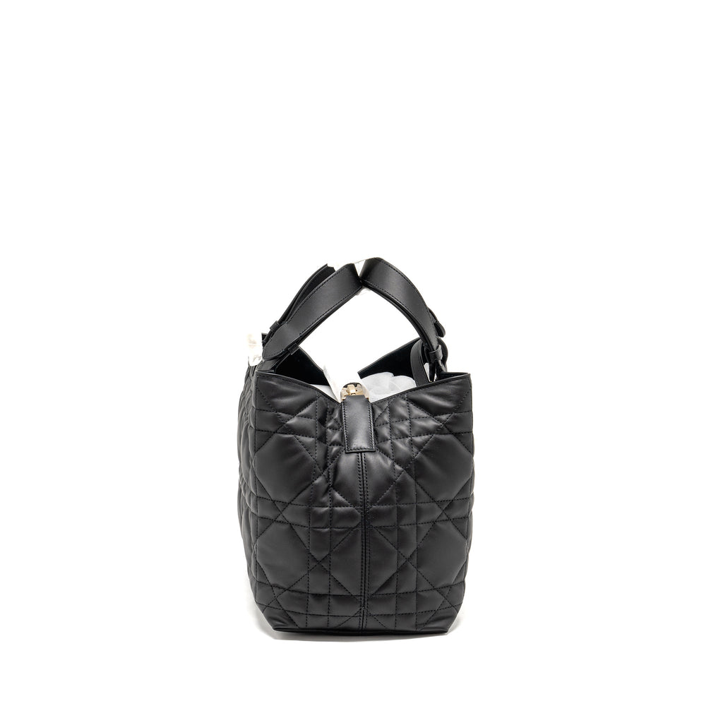 DIOR MEDIUM DIOR TOUJOURS BAG MACROCANNAGE CALFSKIN BLACK LGHW
