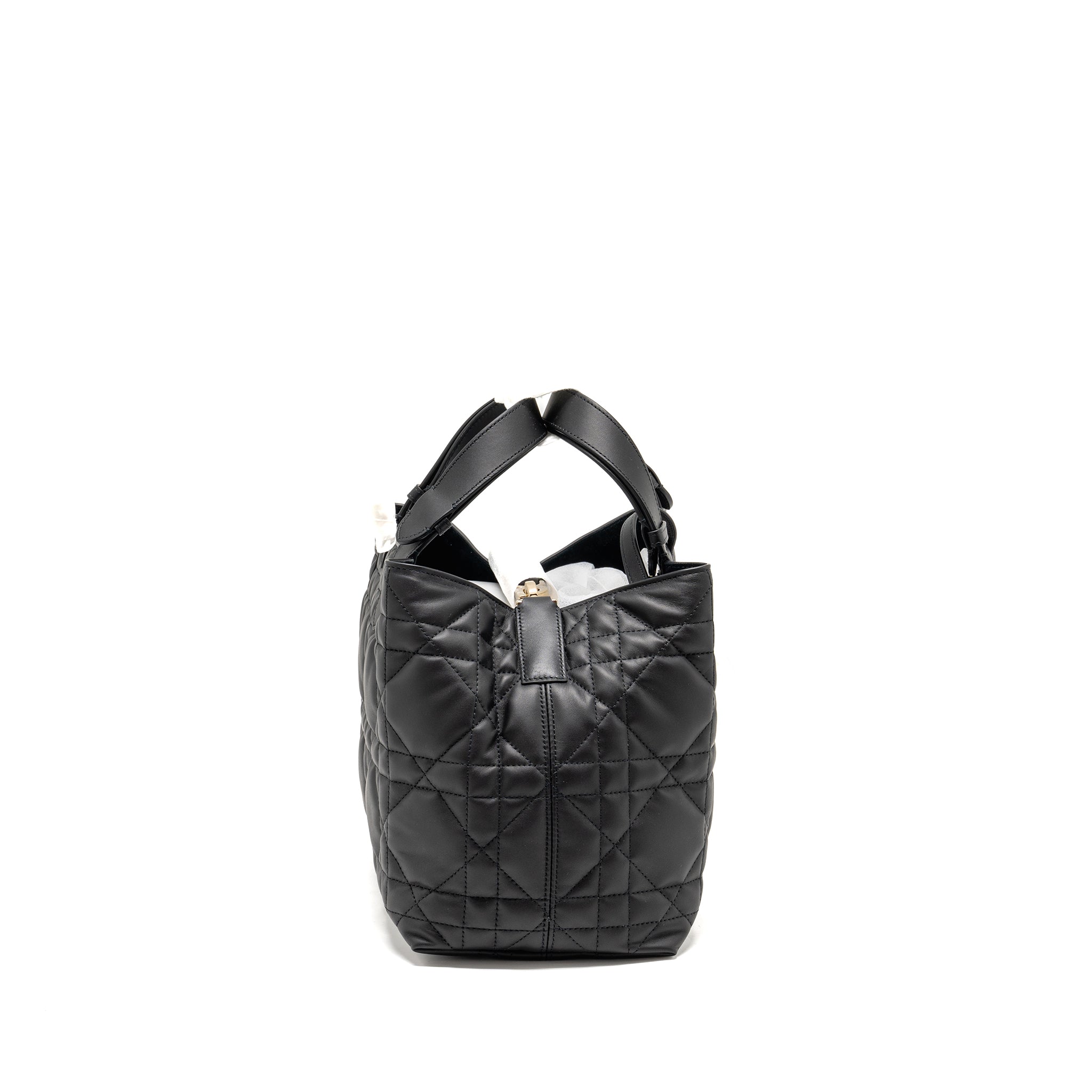 DIOR MEDIUM DIOR TOUJOURS BAG MACROCANNAGE CALFSKIN BLACK LGHW
