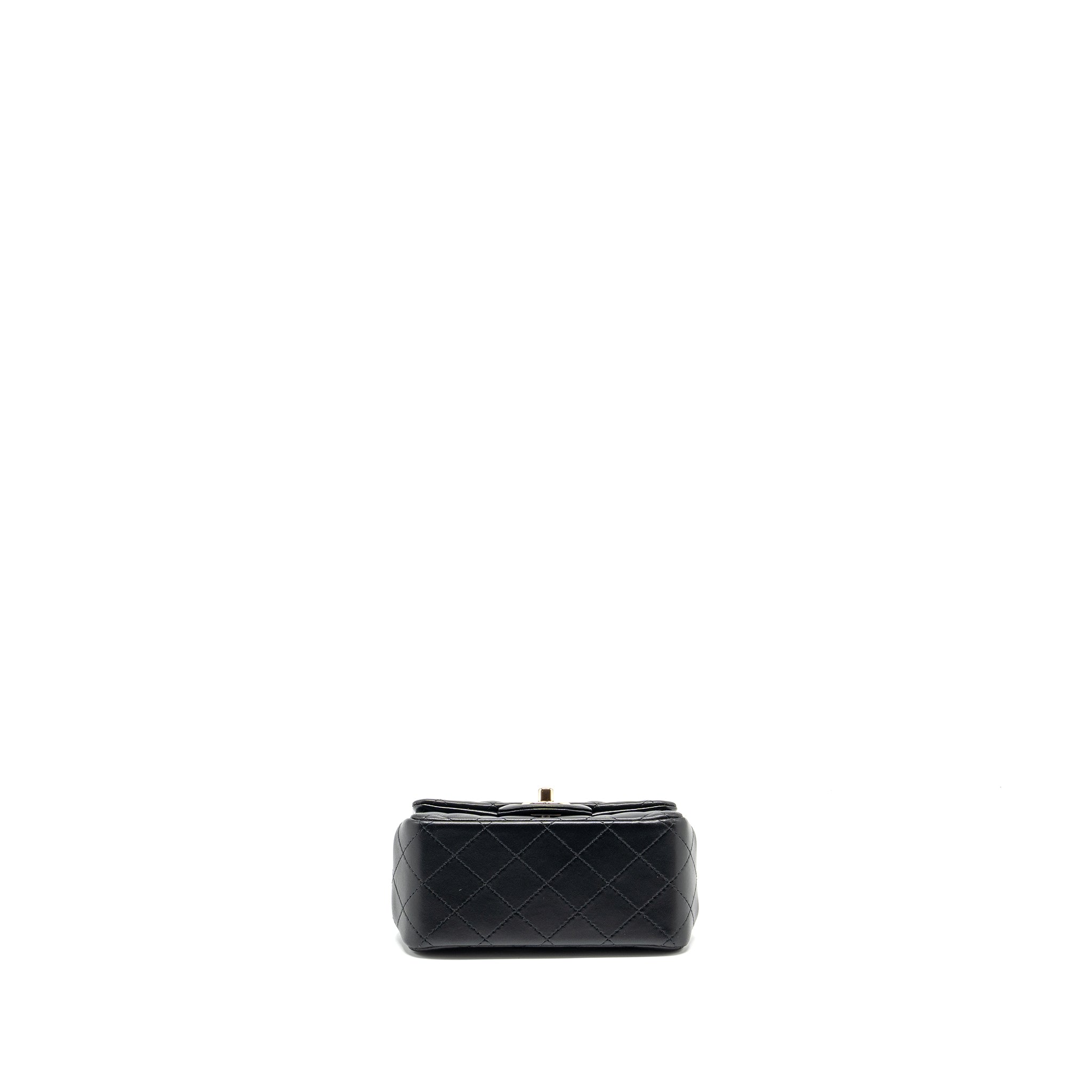 CHANEL MINI SQUARE FLAP BAG LAMBSKIN BLACK LGHW (MICROCHIP)